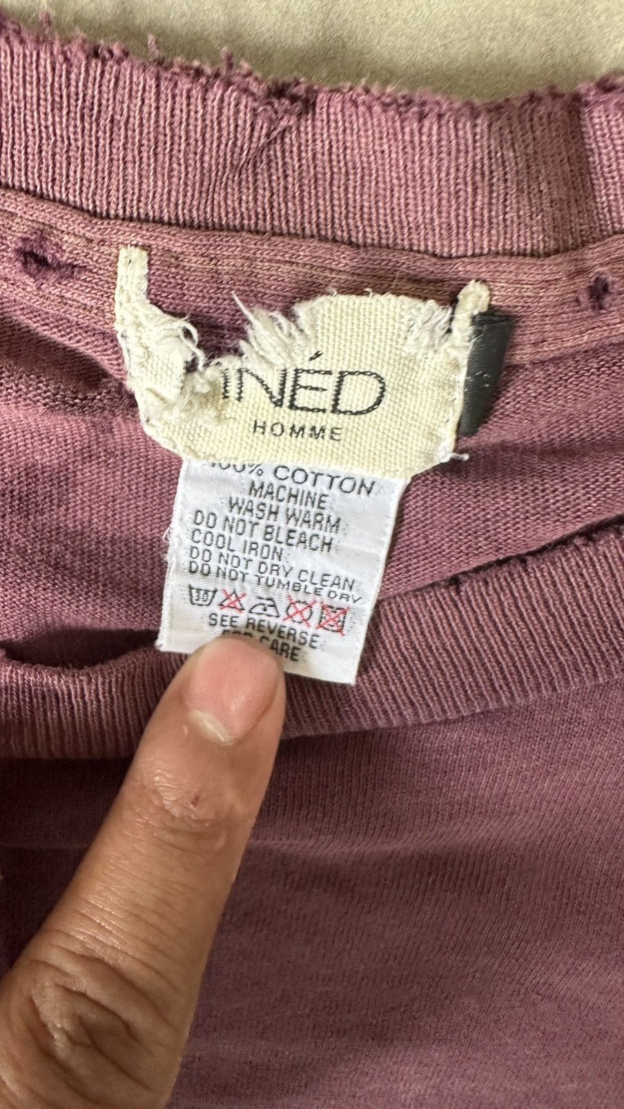 Yohji Yamamoto VINTAGE INED HOMME BLUSTERY VERIFY DISTRESSED TEE Size US L / EU 52-54 / 3 - 5 Thumbnail