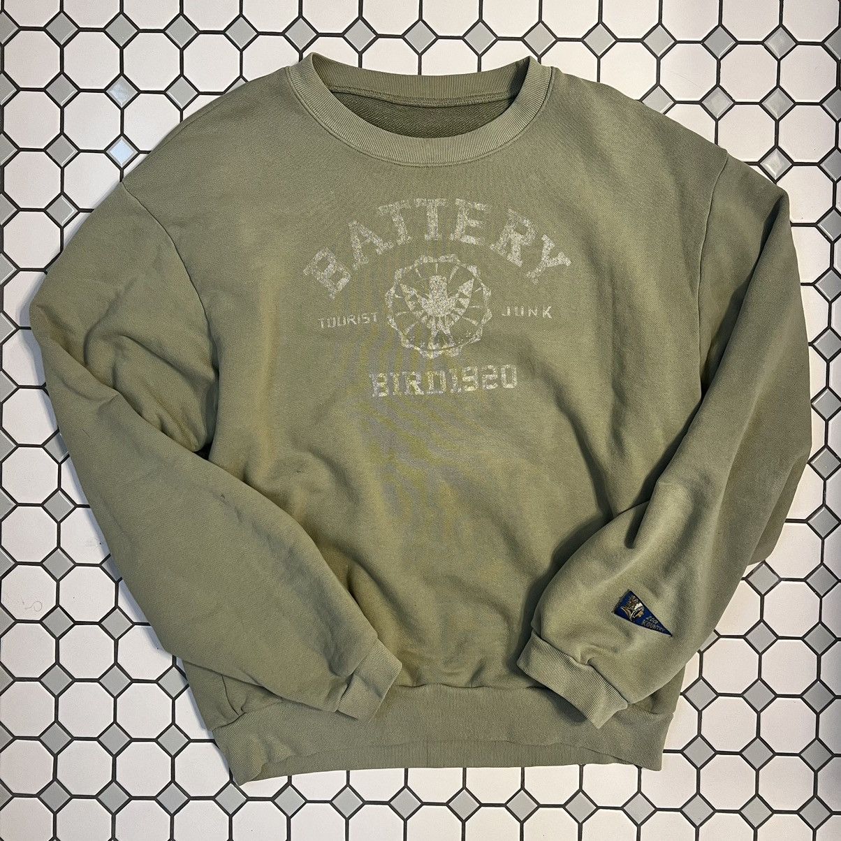 image of Kapital Battery College Sweatshirt in Light Green, Men's (Size Large)