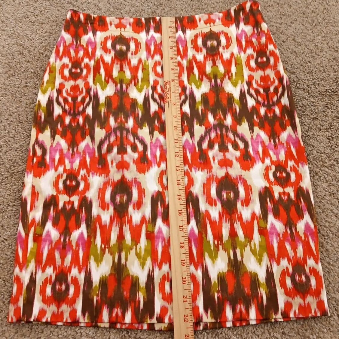 Jones New York Jones New York Skirt Pencil Regular Size 4 Orange Knee Length Lined Slit Geometry Geometric Cotton Blend Dry Clean Only Womens Size 27" / US 4 / IT 40 - 4 Thumbnail