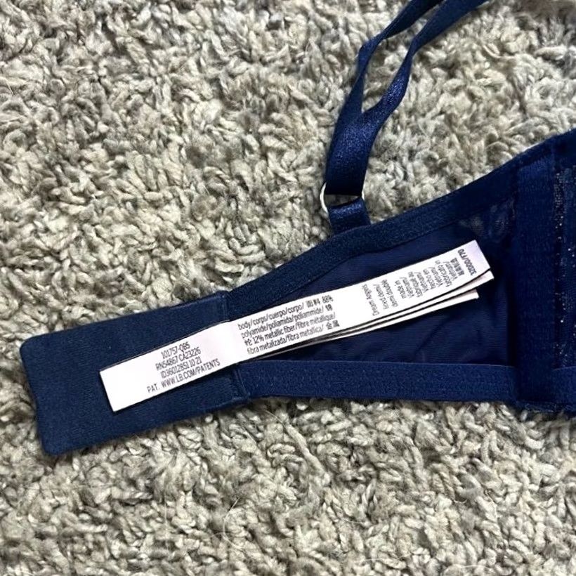 Victoria's Secret VINTAGE Victoria's Secret Lightly Lined Shimmer Lace Demi Bra Lingerie Navy Blue 32DDD Mens Women Girls Size ONE SIZE - 4 Thumbnail