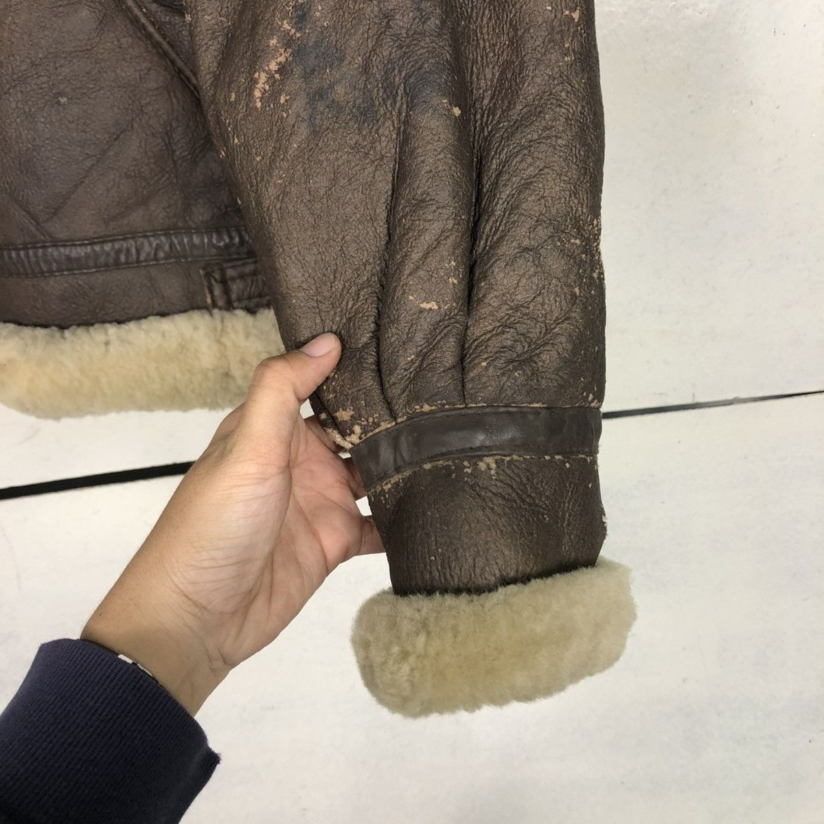 Vintage 🔥VINTAGE MILITARY B 3 LEATHER JACKET SHEARLING BLANKET Size US L / EU 52-54 / 3 - 16 Thumbnail