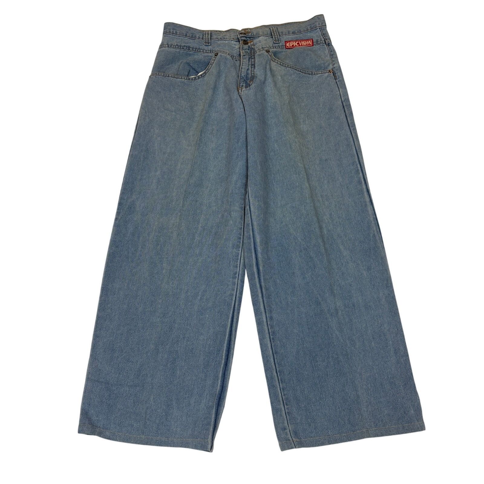 Vintage Vintage Epic Vision Wide Leg Jeans Men's 33x30 Baggy Rave Size US 33 - 1 Thumbnail