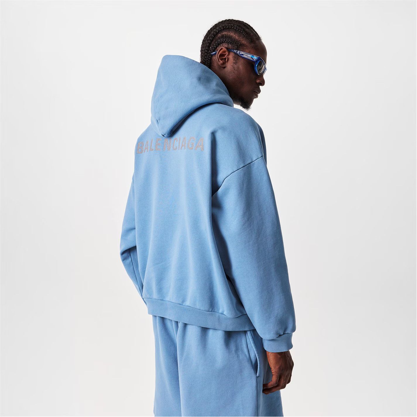 Balenciaga o1g2r1mq0226 Relaxed Fit Pull Over Hoodie In Blue Size US S / EU 44-46 / 1 - 4 Thumbnail