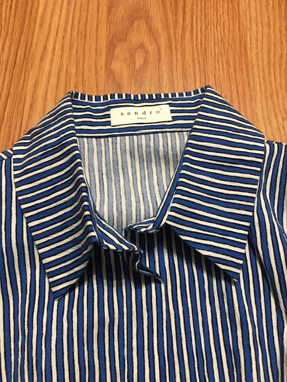 Sandro SANDRO Erine Blue Striped Ruffled-sleeve Shirt Blouse S Size S / US 4 / IT 40 - 9 Thumbnail