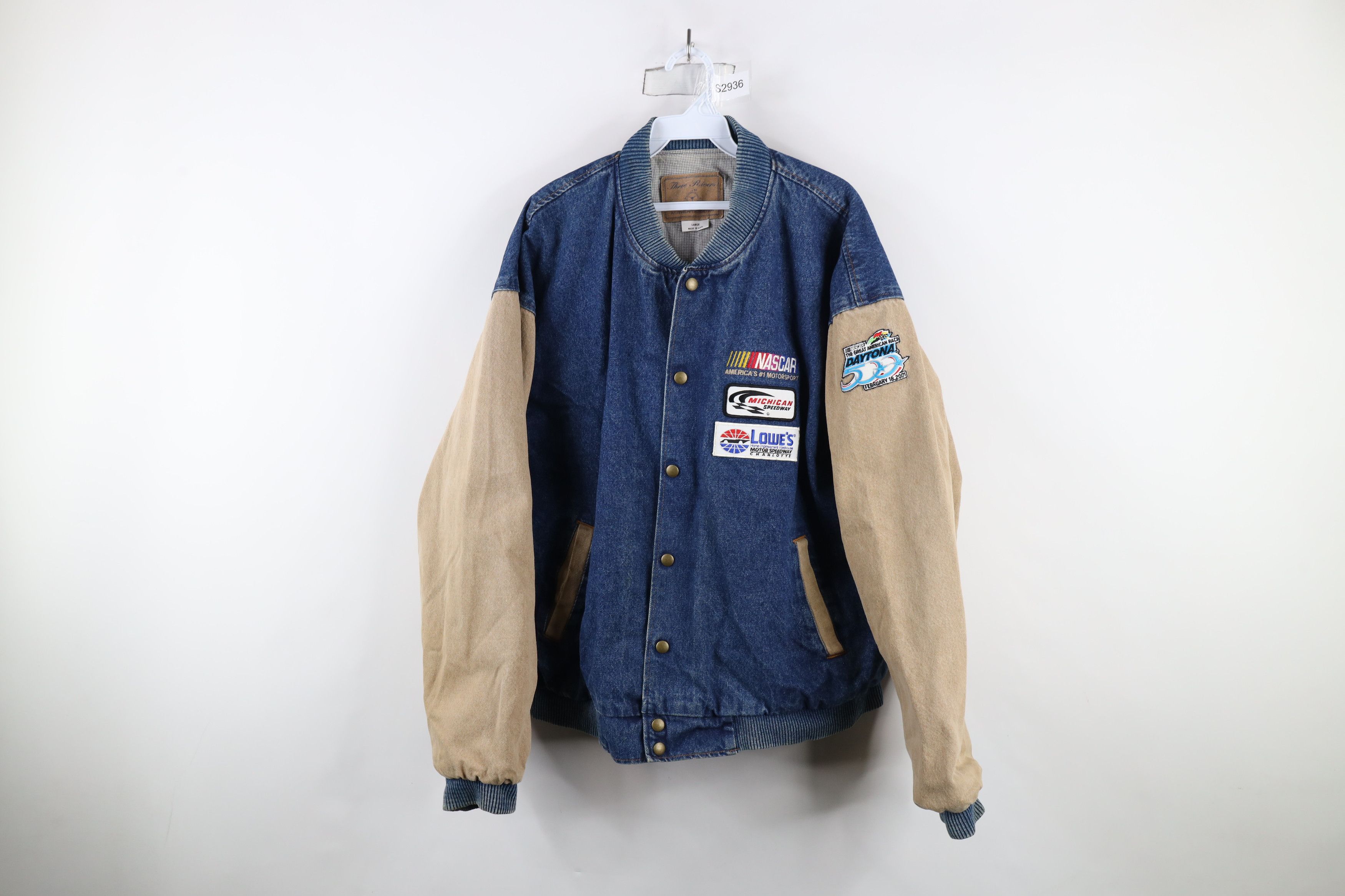 Vintage Vintage 90s Y2K NASCAR Denim Jean Varsity Bomber Jacket USA Size US L / EU 52-54 / 3 - 1 Thumbnail