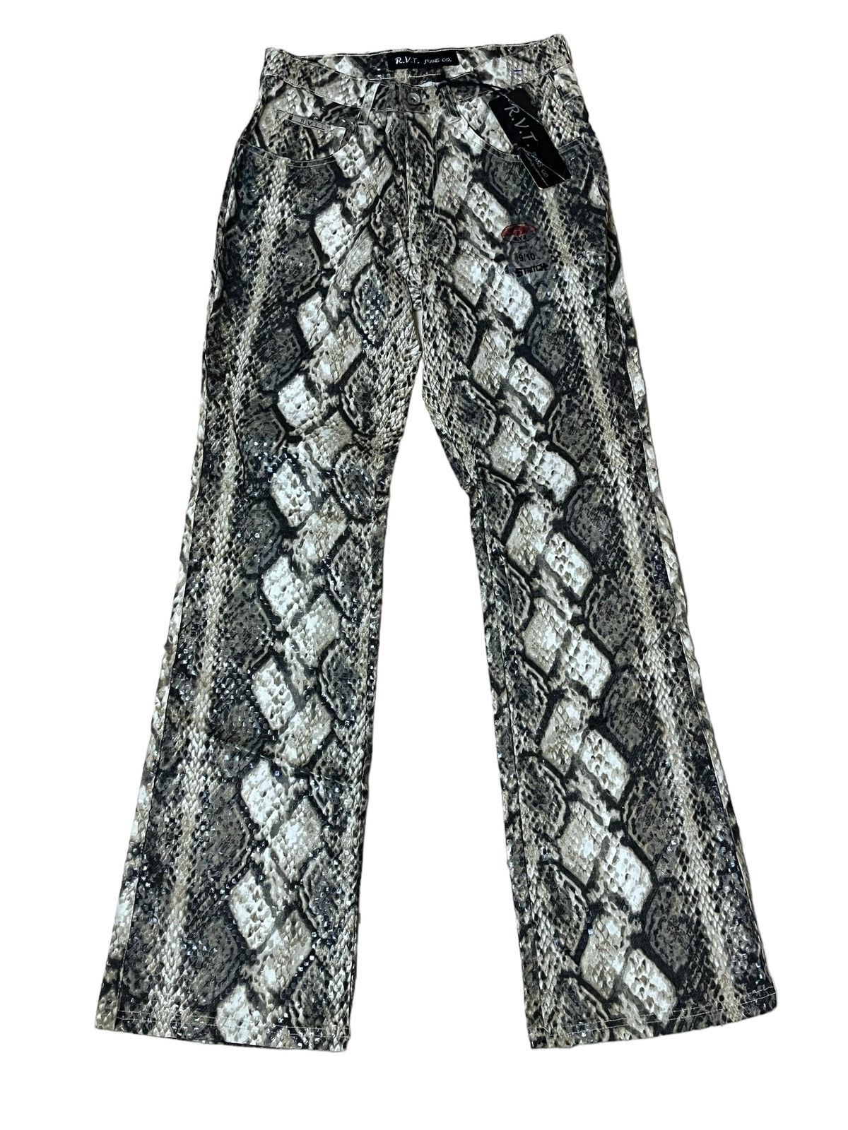 Japanese Brand NWT REVOLT R.V.T JEANS CO SNAKE SKIN PATTERNED FLARED PANT Size 26" / US 2 / IT 38 - 1 Thumbnail