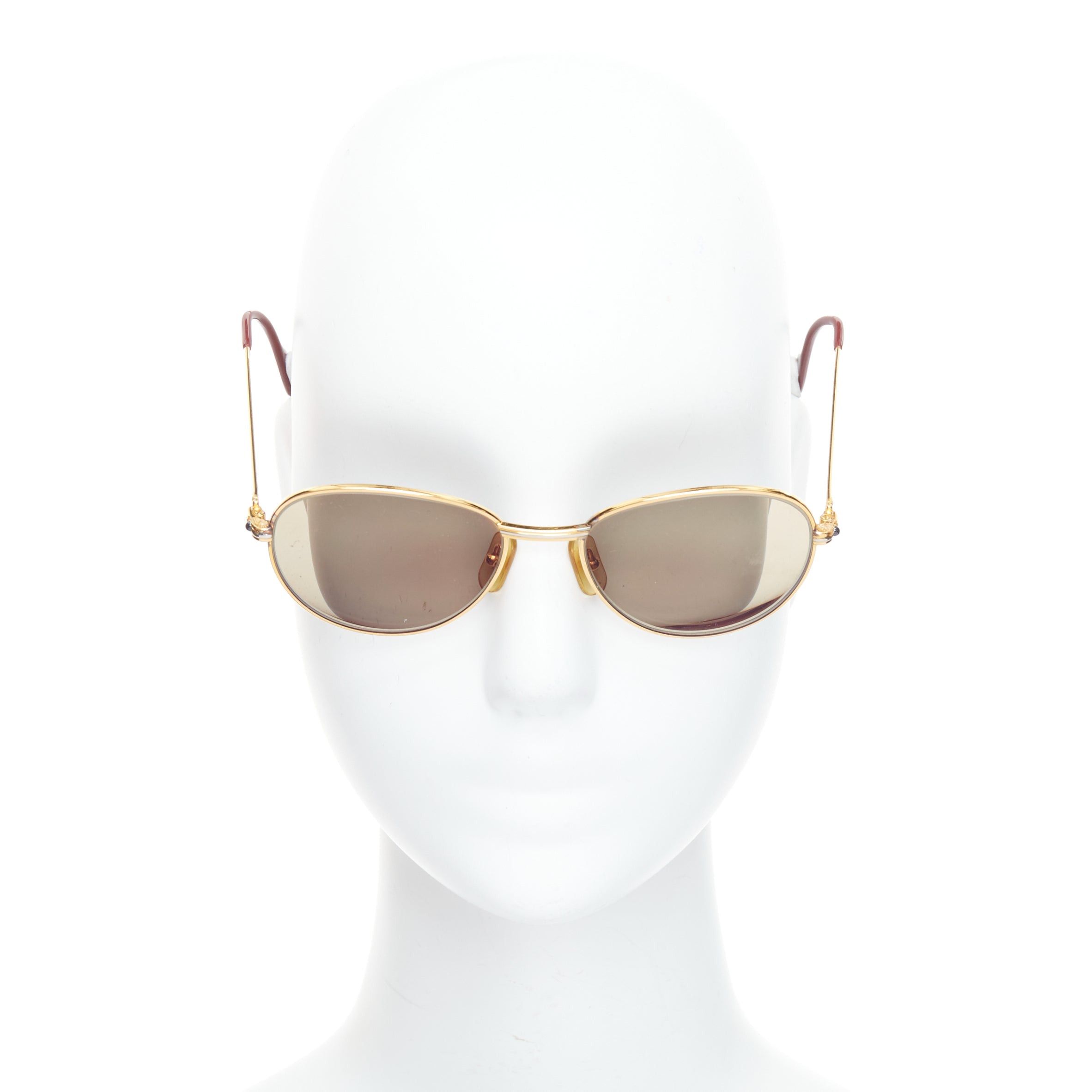 Cartier CARTIER Vintage S Sapphire 55-18 gold plated frame green lens sunglasses Size ONE SIZE - 1 Thumbnail