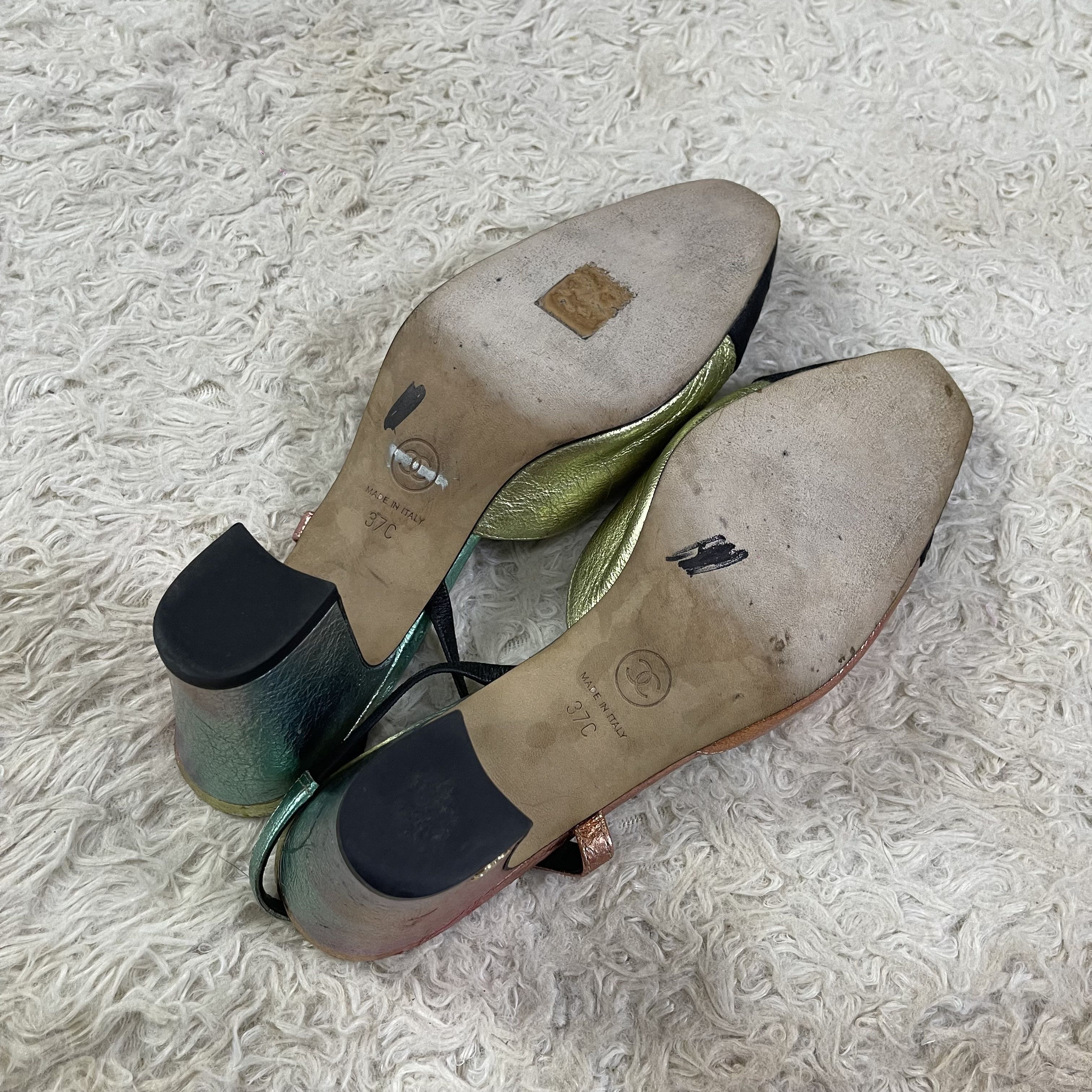 Chanel Chanel Multicolor Slingback Leather Sandals Size US 7 / IT 37 - 9 Thumbnail