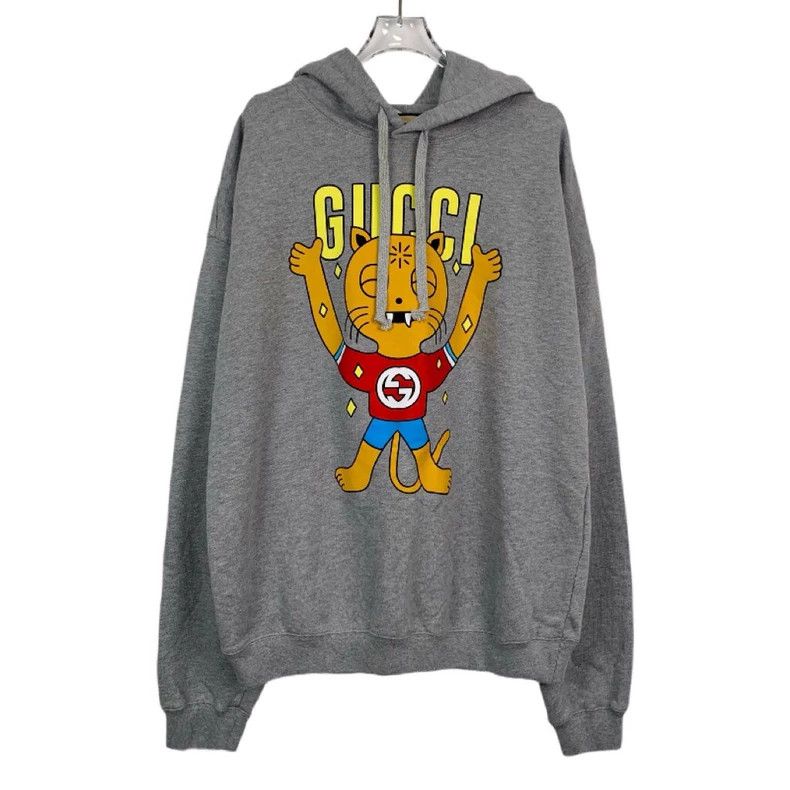 Gucci Gucci Logo animal print gray hooded long-sleeved sweatshirt Size US M / EU 48-50 / 2 - 1 Thumbnail