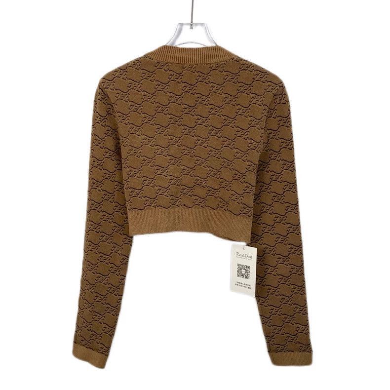 Fendi Fendi Brown Patterned Knit Cardigan Size US M / EU 48-50 / 2 - 2 Thumbnail