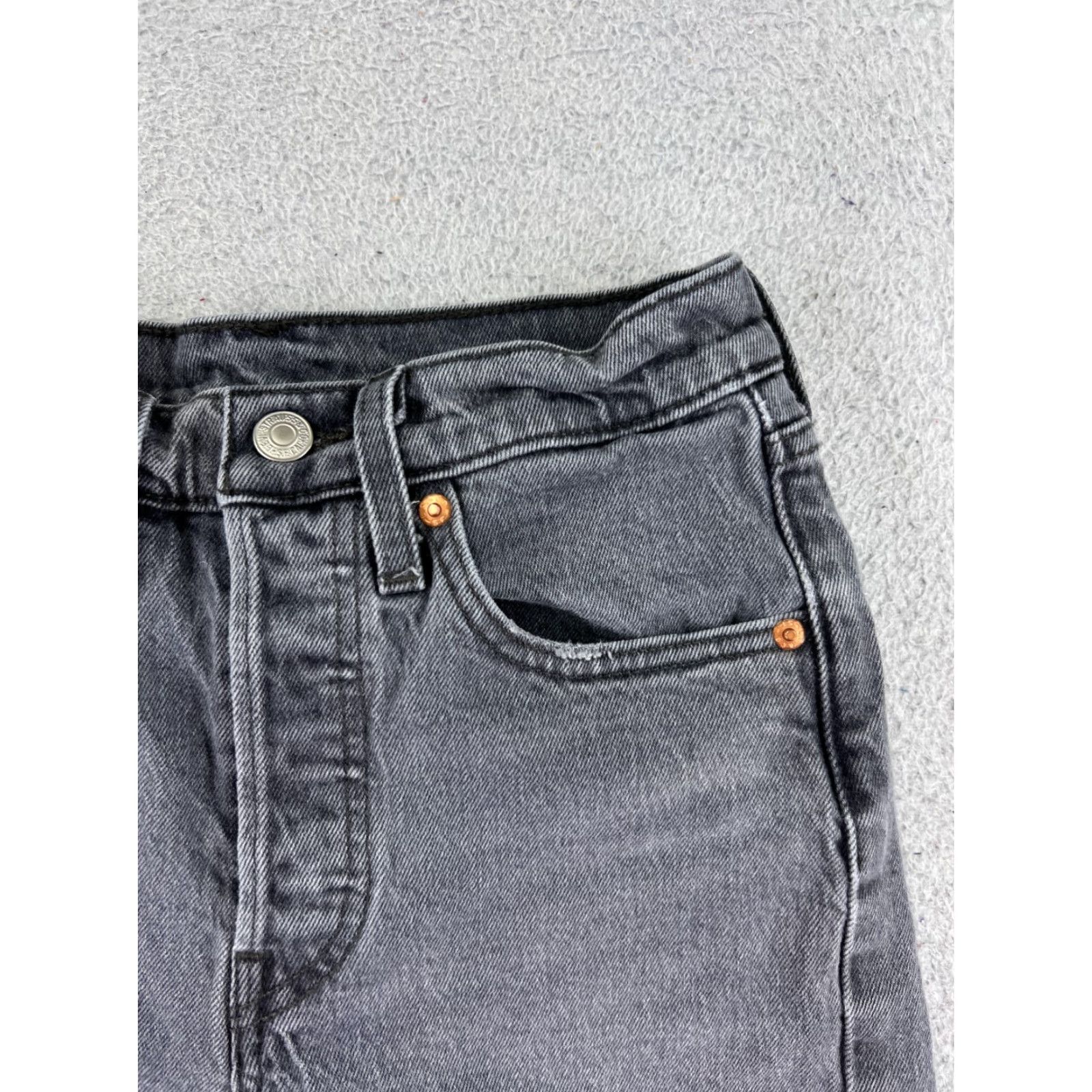 Levi's Levis Shorts Womens 24 Gray Denim Jean Cutoff Premium Big E 501 Button Fly 21x6 Size 42" / US 20 - 5 Thumbnail