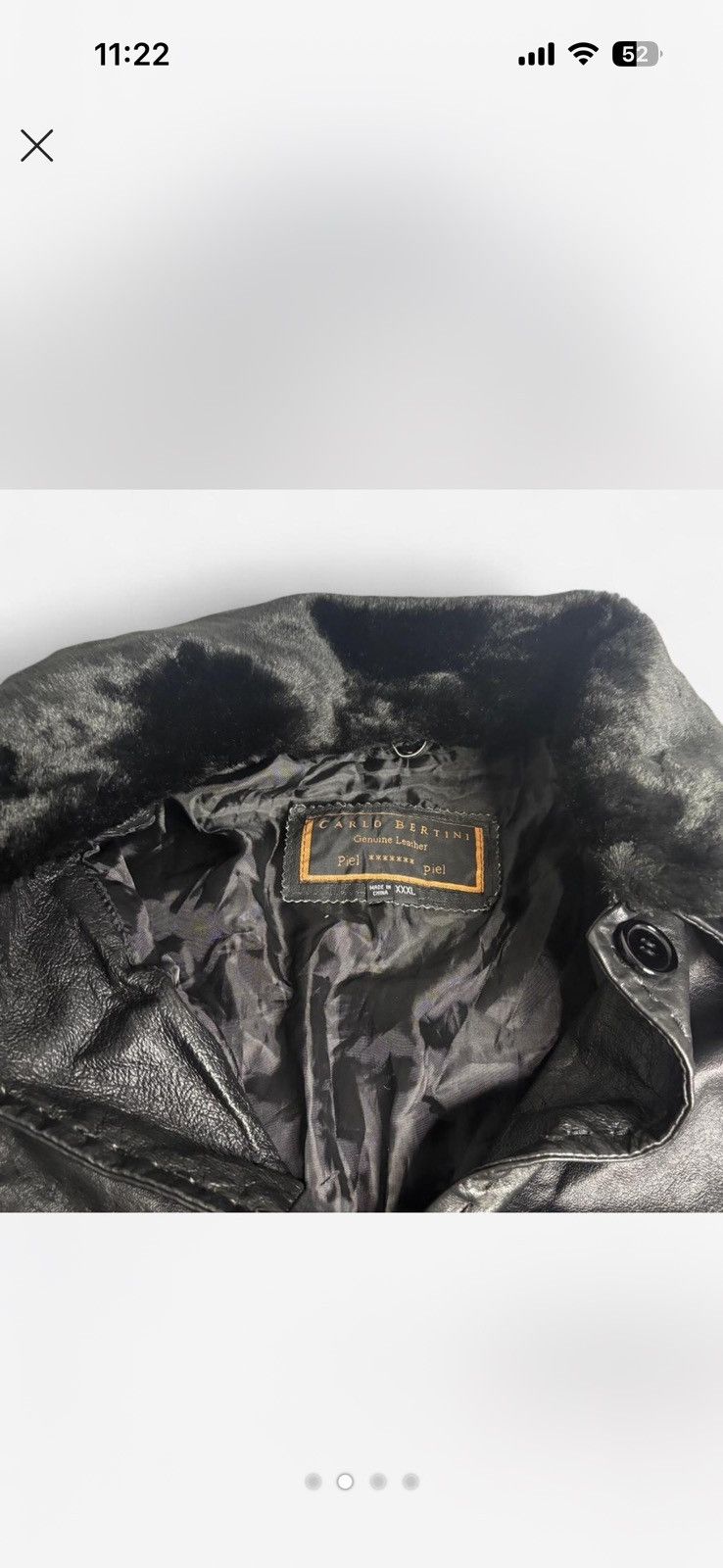 Other Black genuine leather jacket with fur collar Size 3XL / US 20-22 - 2 Thumbnail