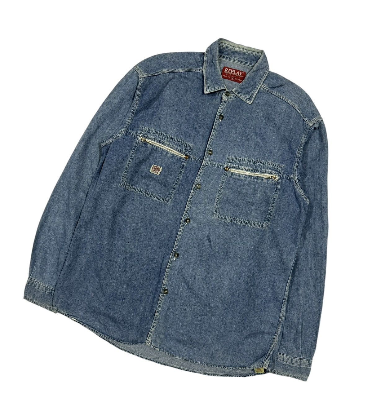 Replay × Vintage Vtg🔥90’s Replay Base Denim Shirt Made In Italy Size US M / EU 48-50 / 2 - 6 Thumbnail