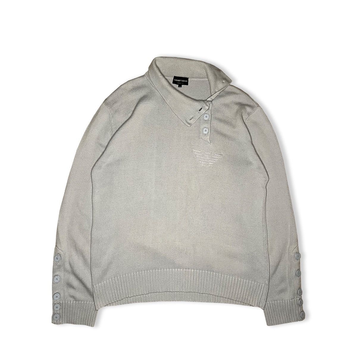 Emporio Armani 90’s Emporio Armani Asymmetric Sidewinder Knit Polo Shirt Size US XXL / EU 58 / 5 - 2 Thumbnail