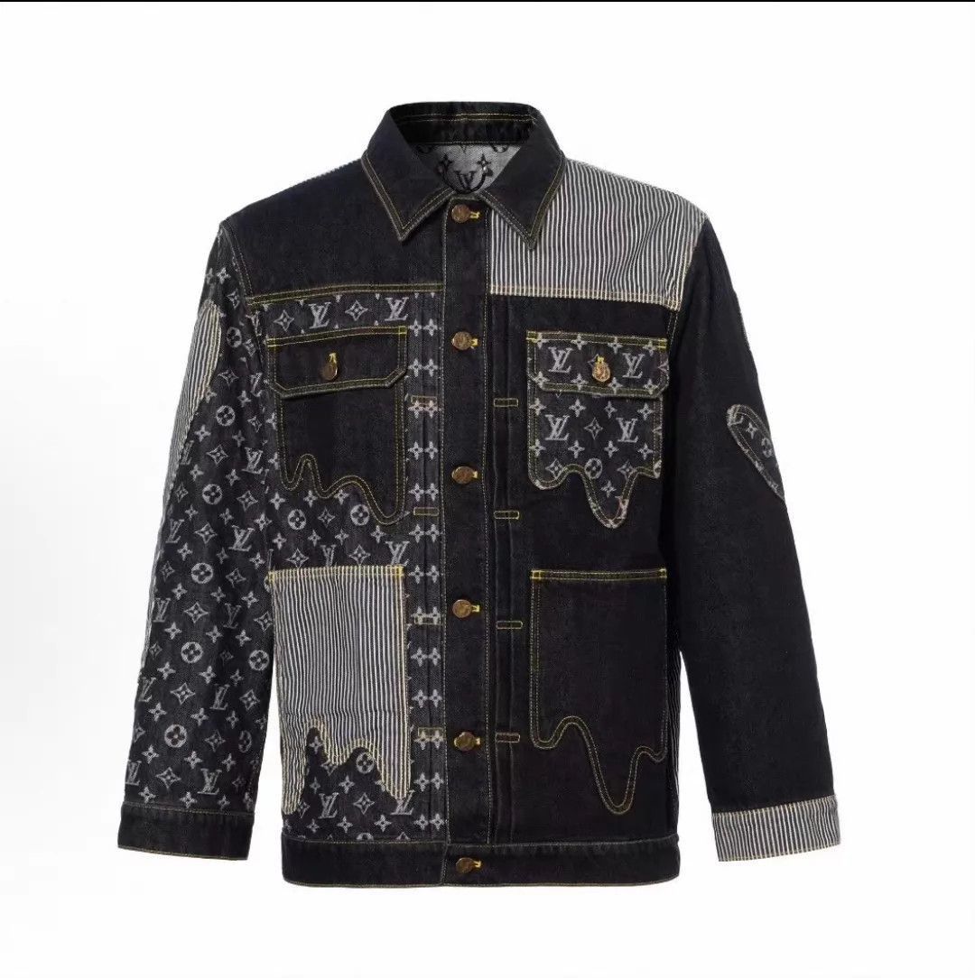 Louis Vuitton Black Denim Jacket with Patchwork Design Size S Size US S / EU 44-46 / 1 - 1 Thumbnail