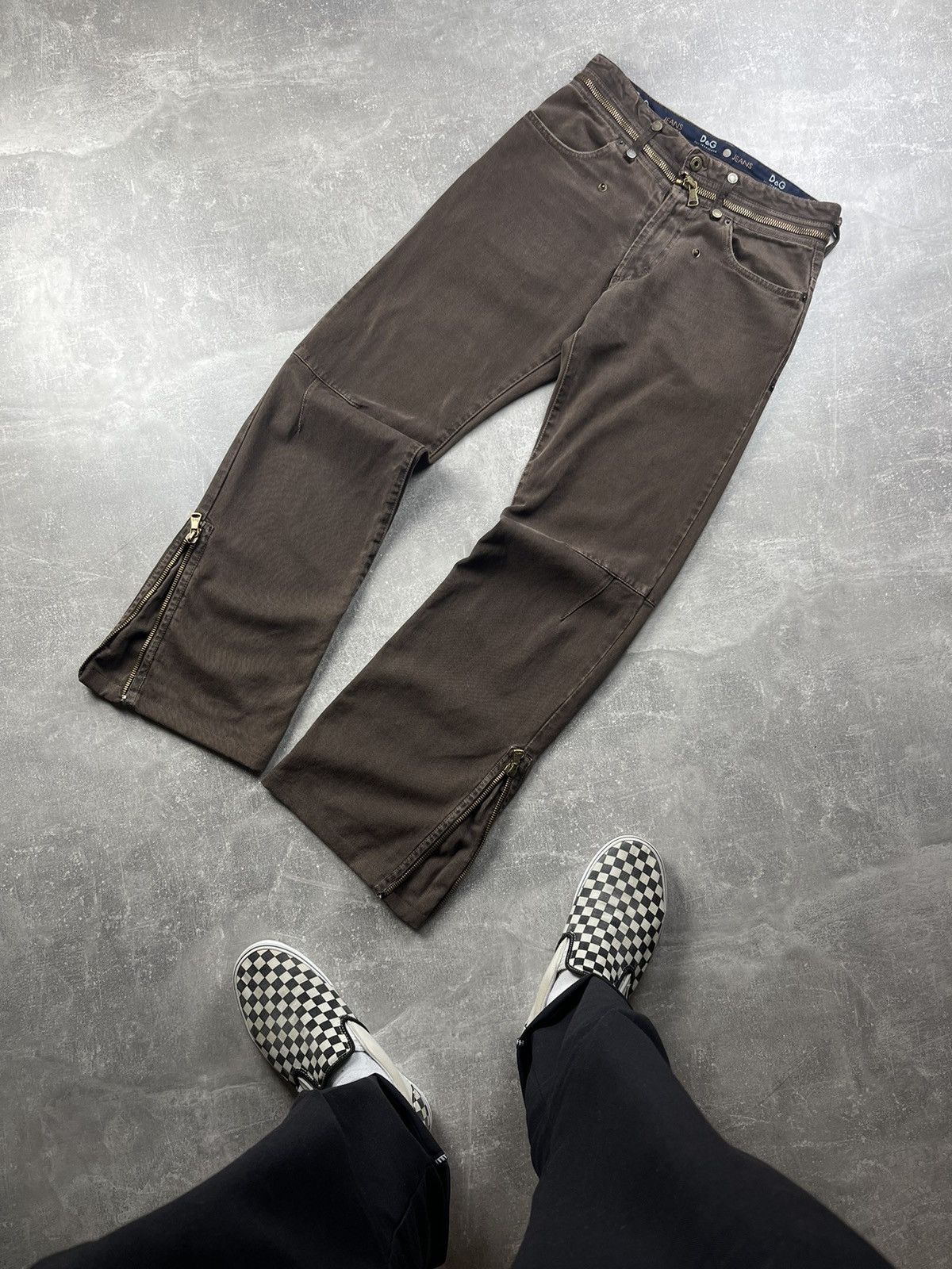 Dolce & Gabbana Dolce&Gabbana Archives 00s Brown Zipers Flared Jeans Size US 32 / EU 48 - 7 Thumbnail