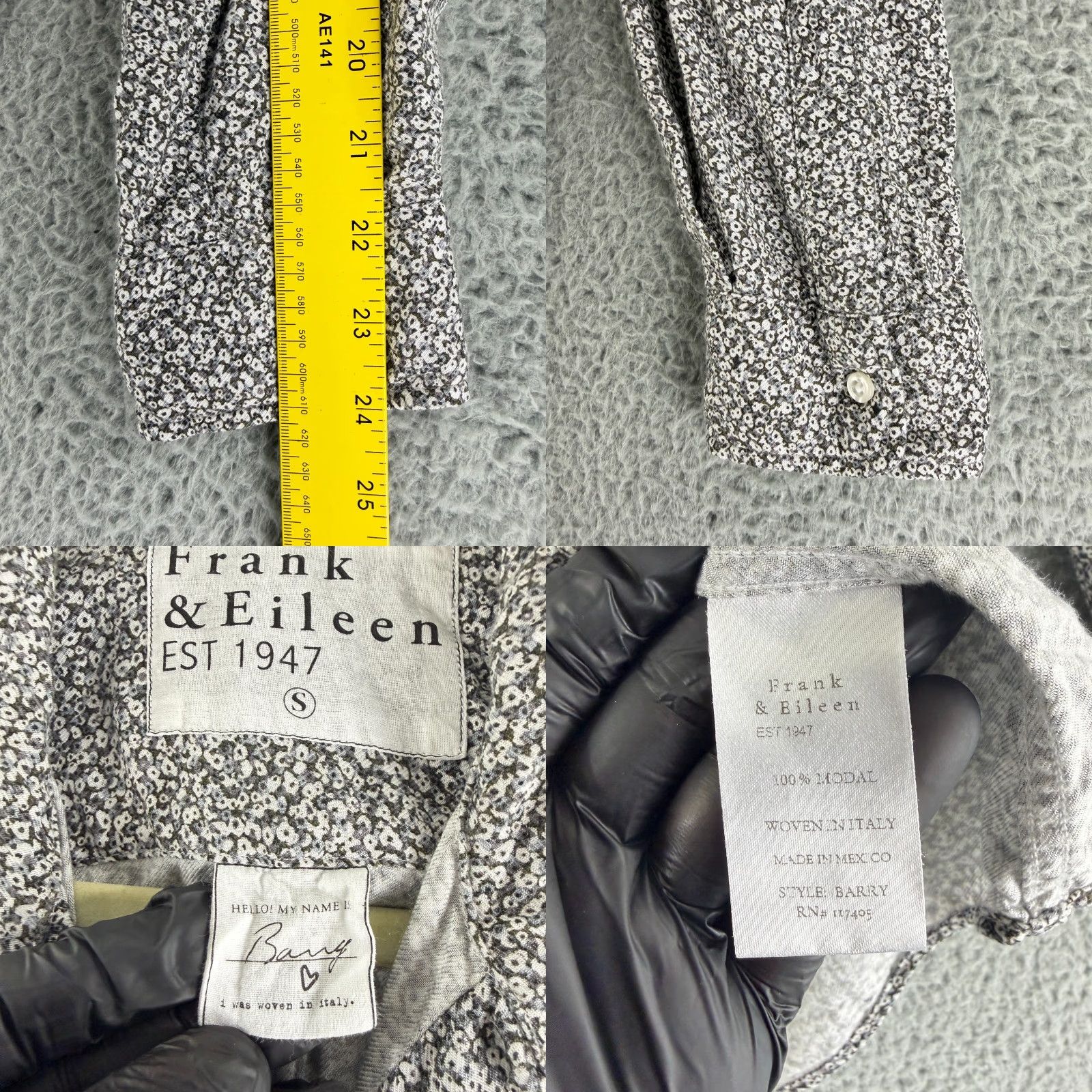Frank & Eileen Frank & Eileen Barry Crinkle Button-Up Shirt Womens Small White Gray Floral LS Size S / US 4 / IT 40 - 8 Thumbnail