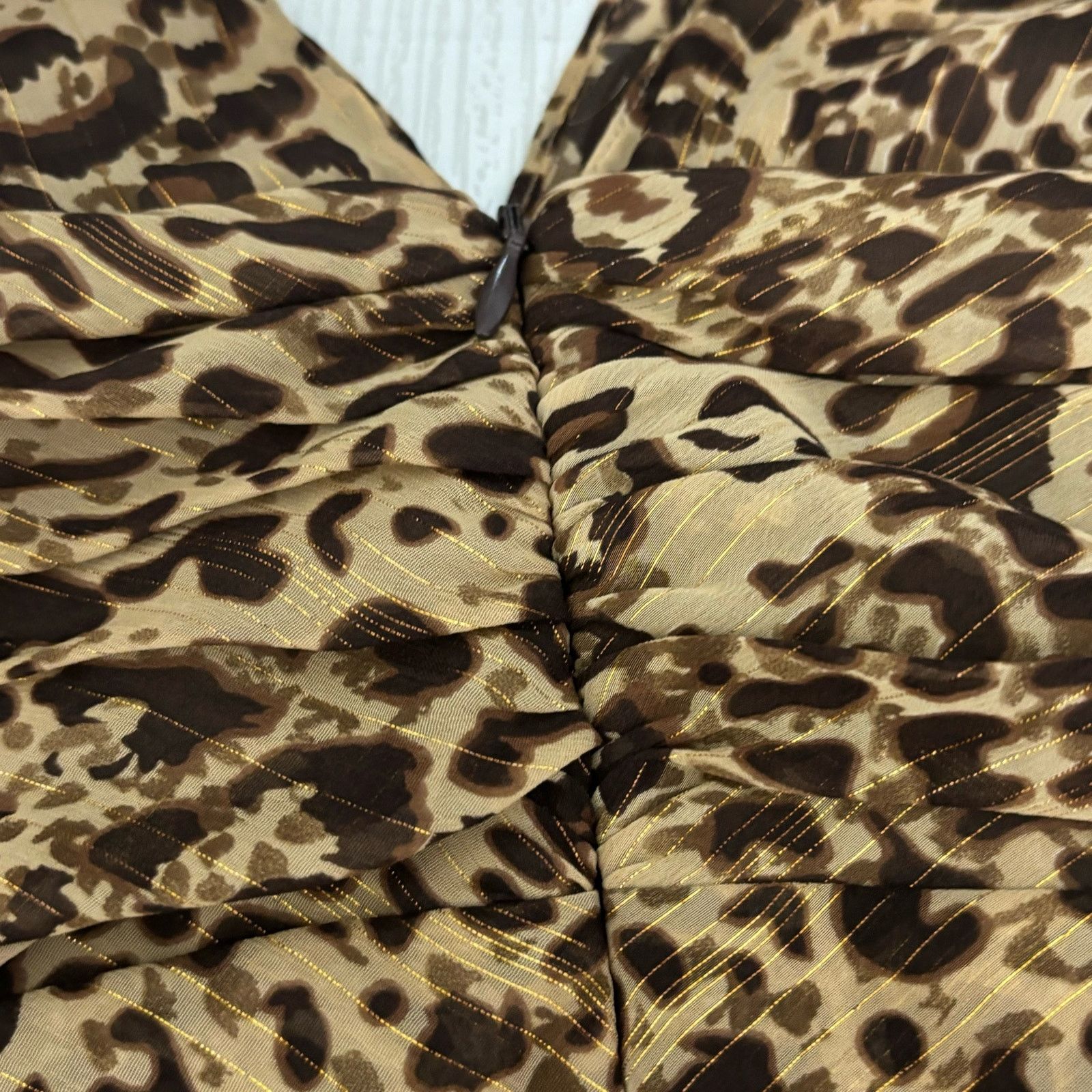 Other Sheri Martin Leopard Metallic Ruched Dress Size 12 Size XL / US 12-14 / IT 48-50 - 6 Thumbnail