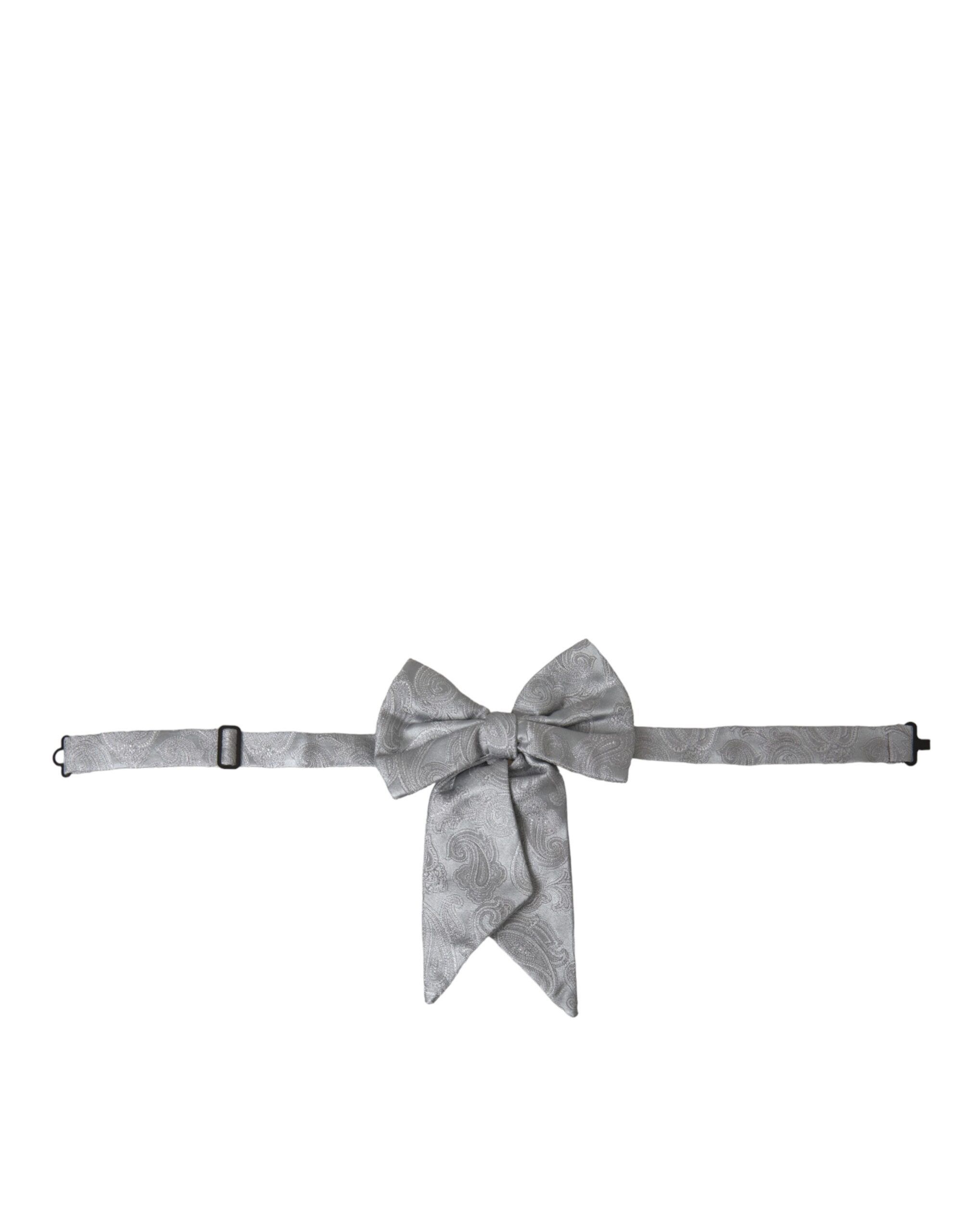 Dolce & Gabbana Silver Ribbon Silk Adjustable Neck Men Bow Men's Tie Size ONE SIZE - 1 Thumbnail