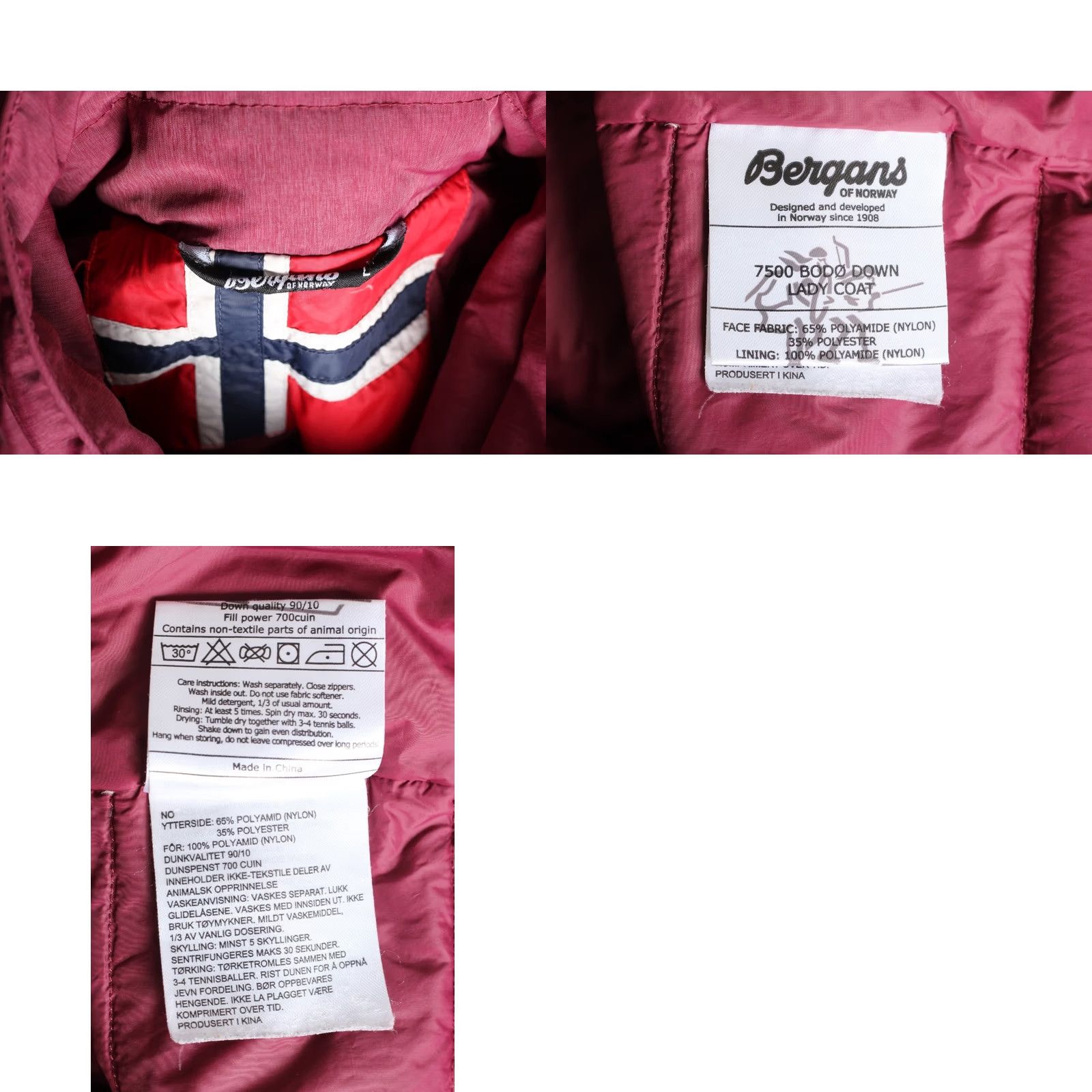 Vintage Bergans of Norway BODO Down Coat Jacket Women L Fur Hooded Long MJ6247 Pink Size L / US 10 / IT 46 - 8 Thumbnail