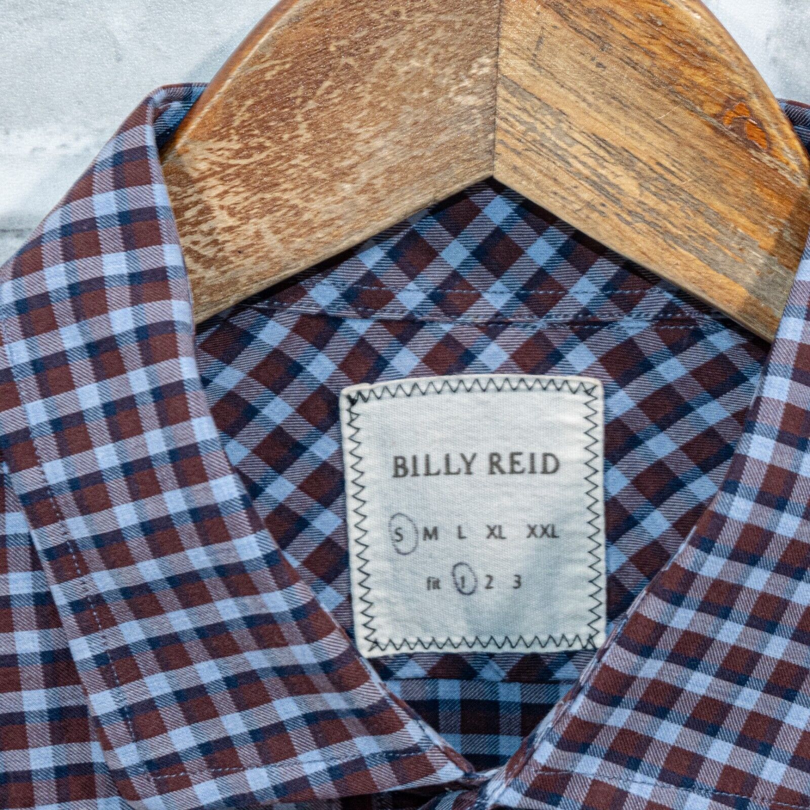 Billy Reid BILLY REID Men's fit 1 Button up Shirt in Maroon Blue check Size US S / EU 44-46 / 1 - 3 Thumbnail