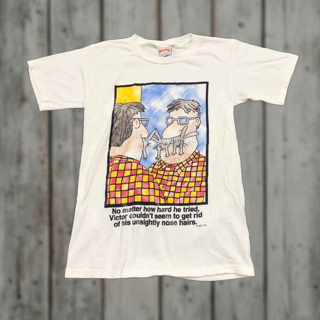 Nutmeg VINTAGE Nutmeg Mills T-Shirt Men's Medium 100% Cotton Made In USA White Comic Book Mens M Size US M / EU 48-50 / 2 - 1 Thumbnail