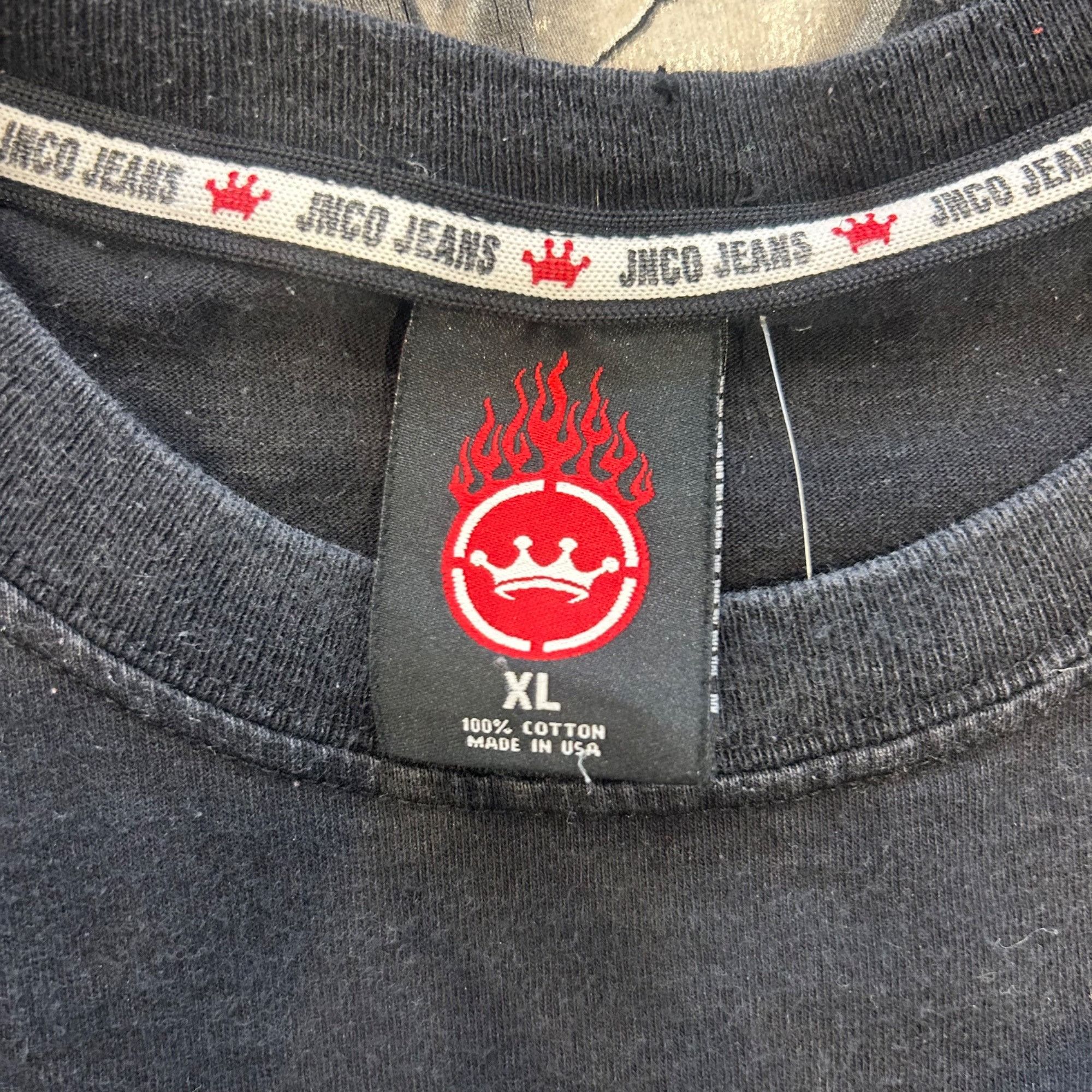 JNCO Vintage Jnco Jeans Black Skull Flame T Shirt XL Size US XL / EU 56 / 4 - 3 Thumbnail