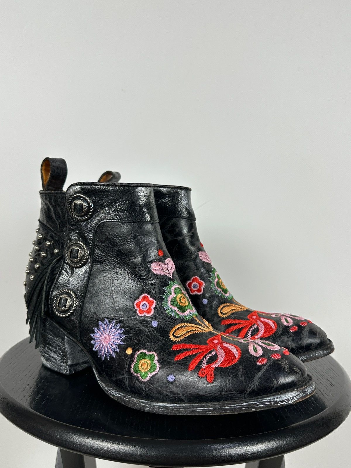 Old Gringo Mexicana Old Gringo Leather Cowboy Floral Ankle Boots Size US 9.5 / IT 39.5 - 8 Thumbnail