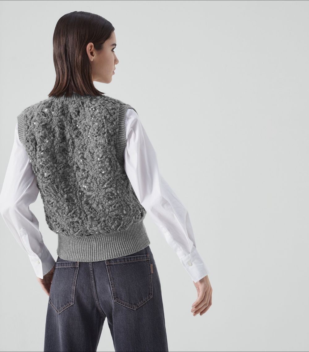 Brunello Cucinelli o1la1rc1a0325 Knitted Vest in Grey Size S / US 4 / IT 40 - 3 Thumbnail