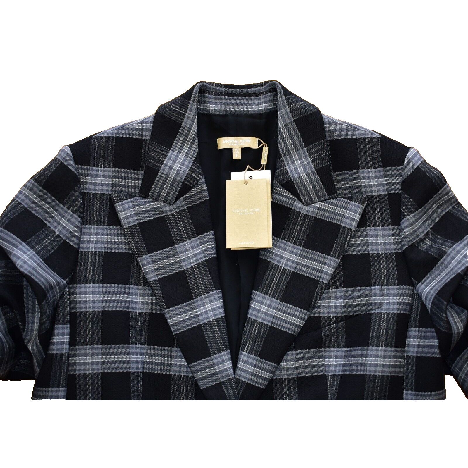 Michael Kors NWT MICHAEL KORS Slate Plaid Wool Ruched Sleeves Jacket Sz 8 Size M / US 6-8 / IT 42-44 - 4 Thumbnail