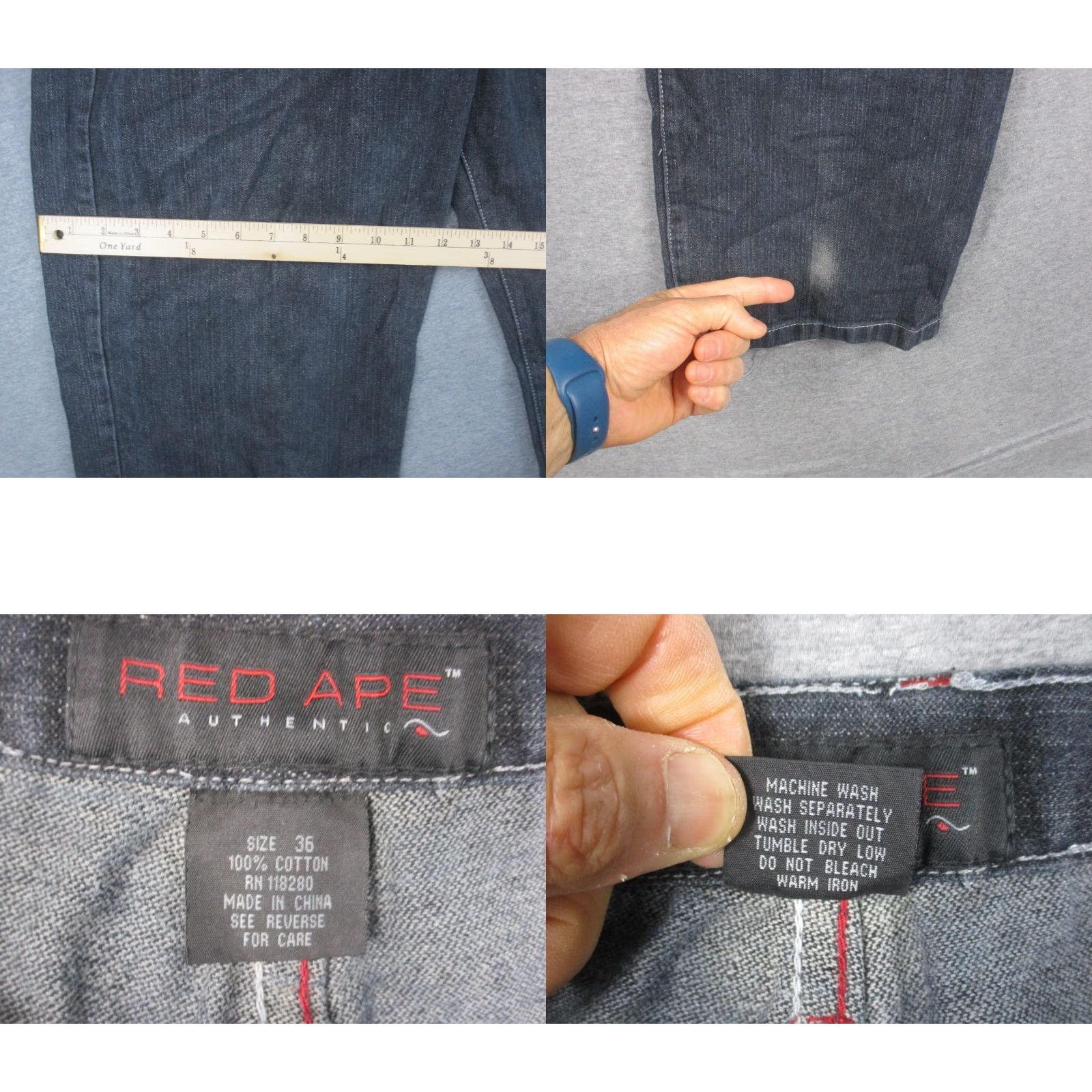 Vintage VINTAGE Red Ape Baggy Jeans 36 Dark Grey Embroidered 90s Grunge Hip Hop RARE Mens Jeans Size US 36 / EU 52 - 9 Thumbnail