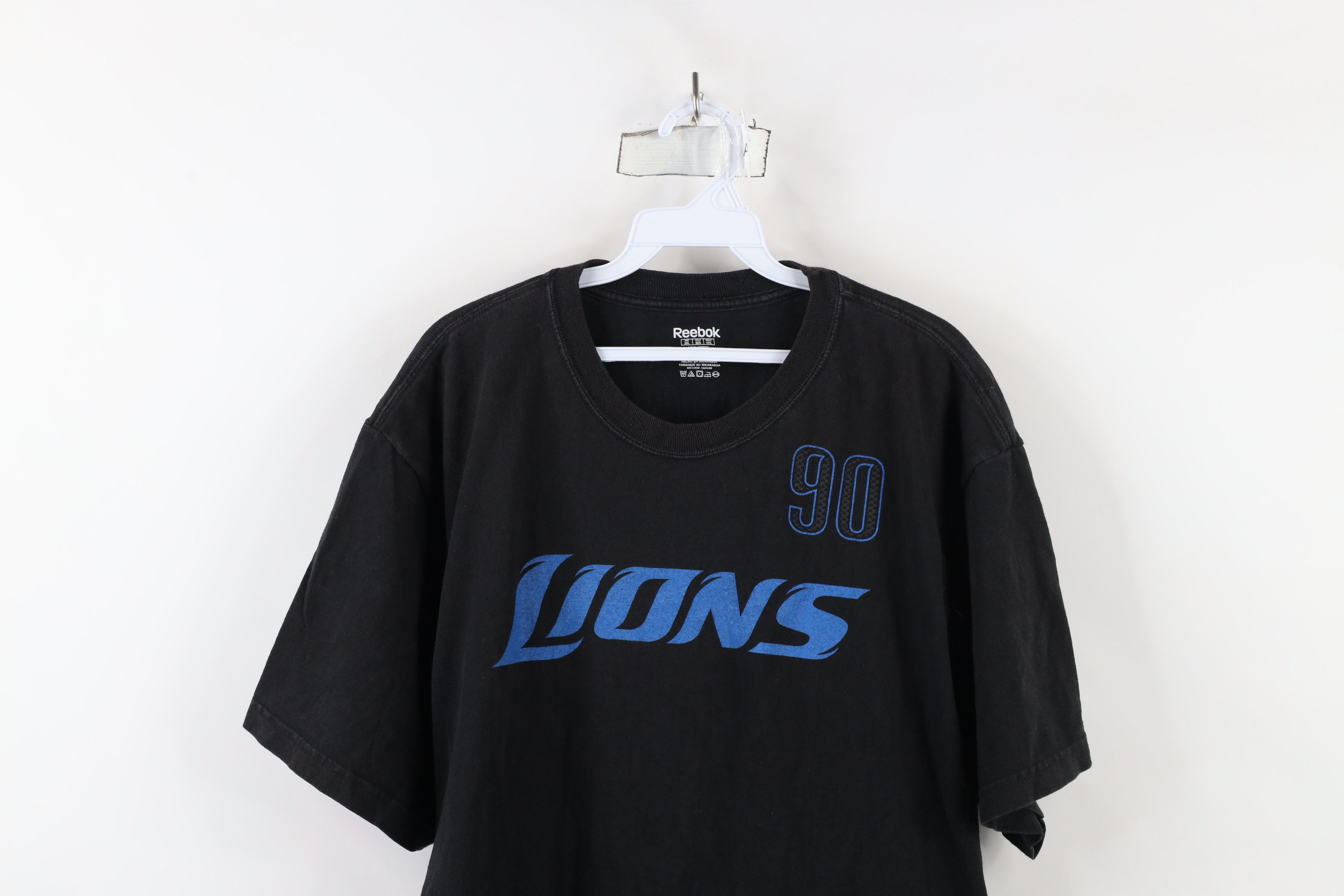 Reebok × Vintage Vintage Reebok Ndamukong Lions Football T-Shirt Black #90 Size US XXL / EU 58 / 5 - 2 Thumbnail
