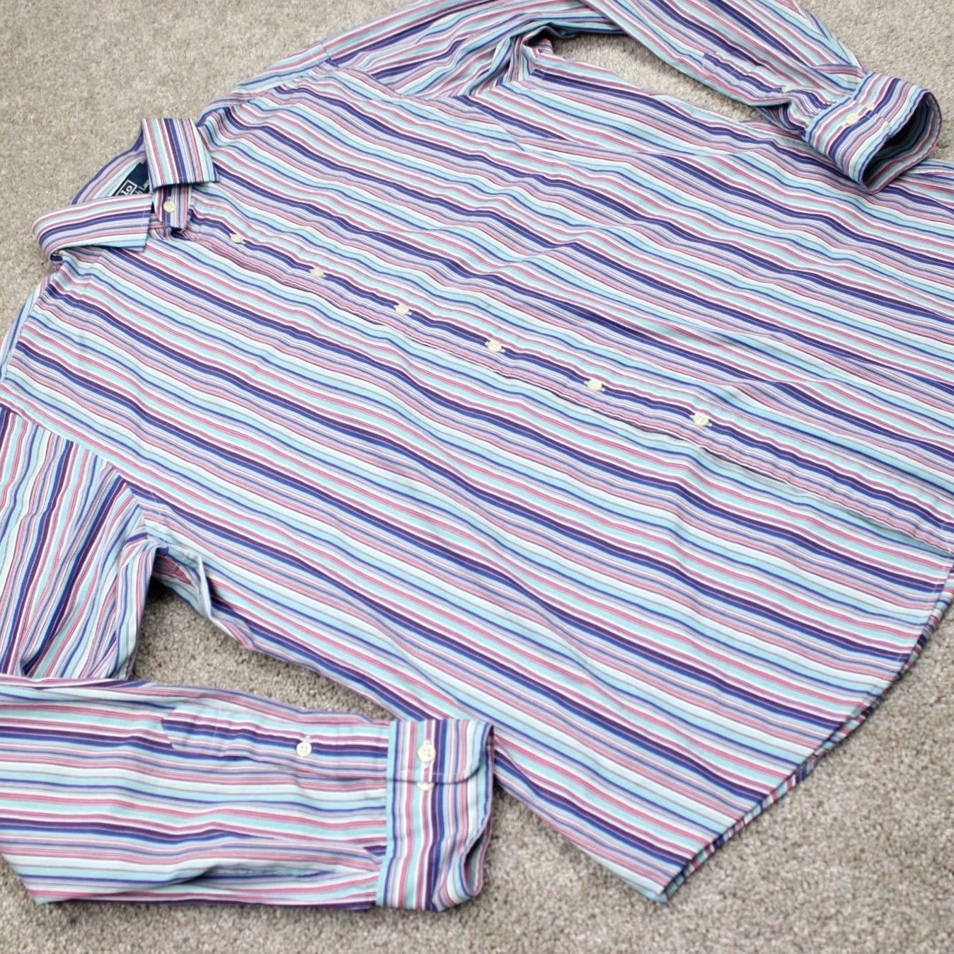 Polo Ralph Lauren Polo Ralph Lauren Dress Shirt Purple/Blue 17 1/2 36/37 Regular Long Sleeve Button Cuff Men’s 100% Cotton Casual Business Formal 90s Size 48R - 6 Thumbnail