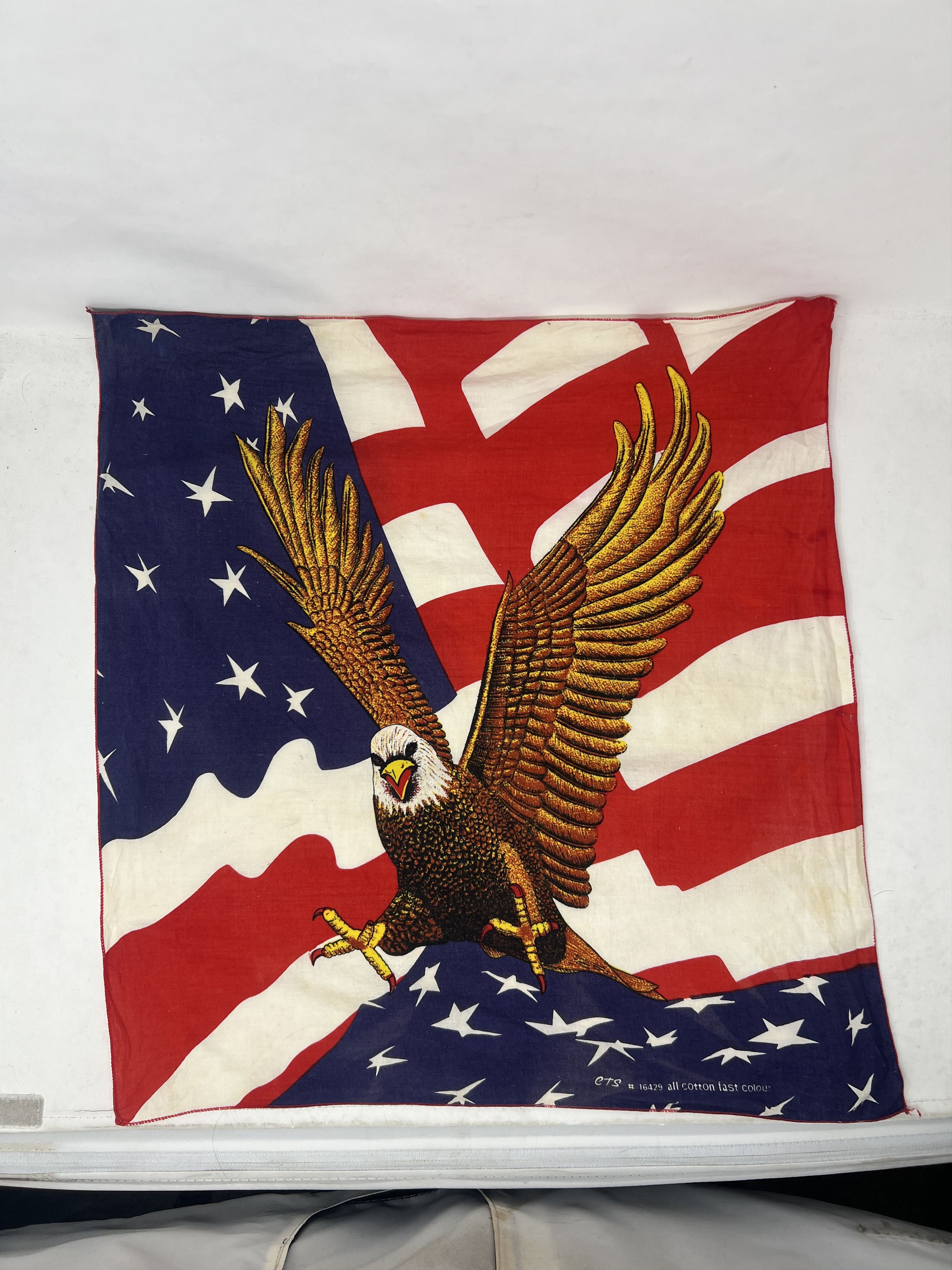 Vintage Vintage Blad Eagle over American Flag Bandana Handkerchief Size ONE SIZE - 7 Thumbnail
