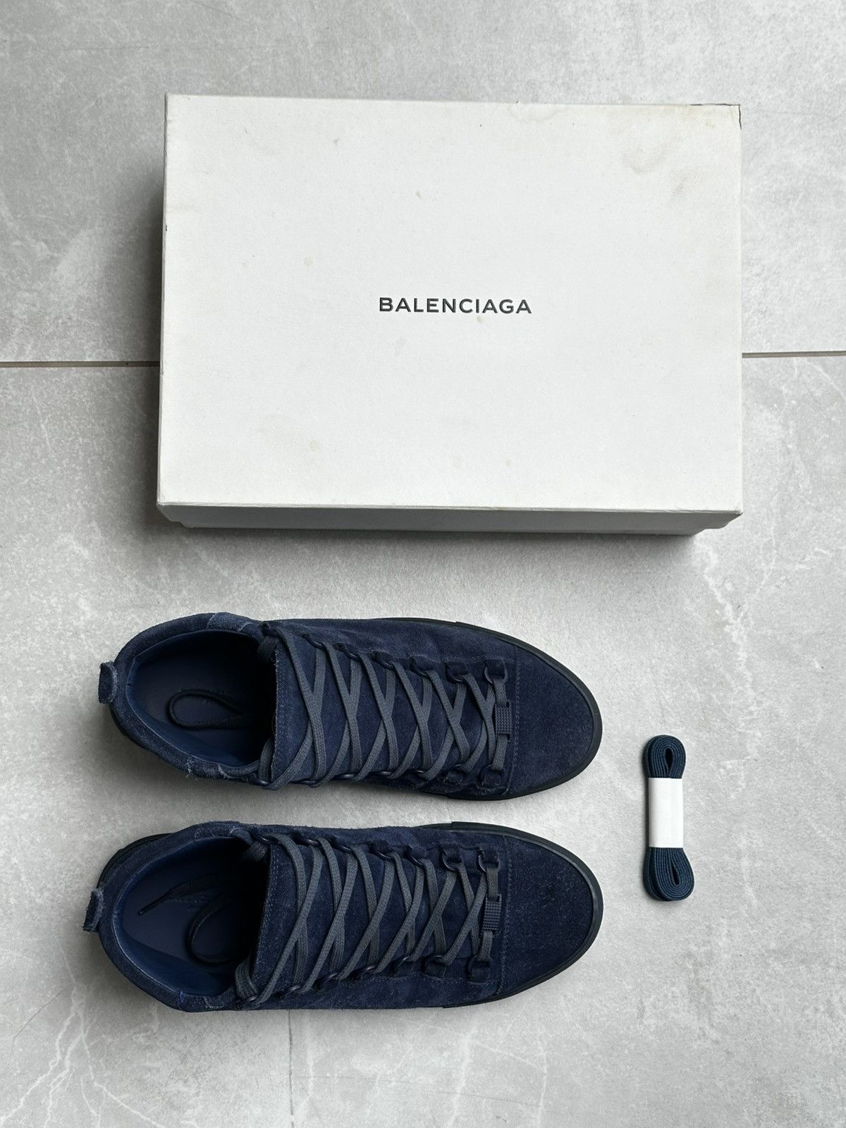 Balenciaga Balenciaga Arena High Dark Blue / Navy Suede Leather 40 EU Size US 8.5 / EU 41-42 - 2 Thumbnail