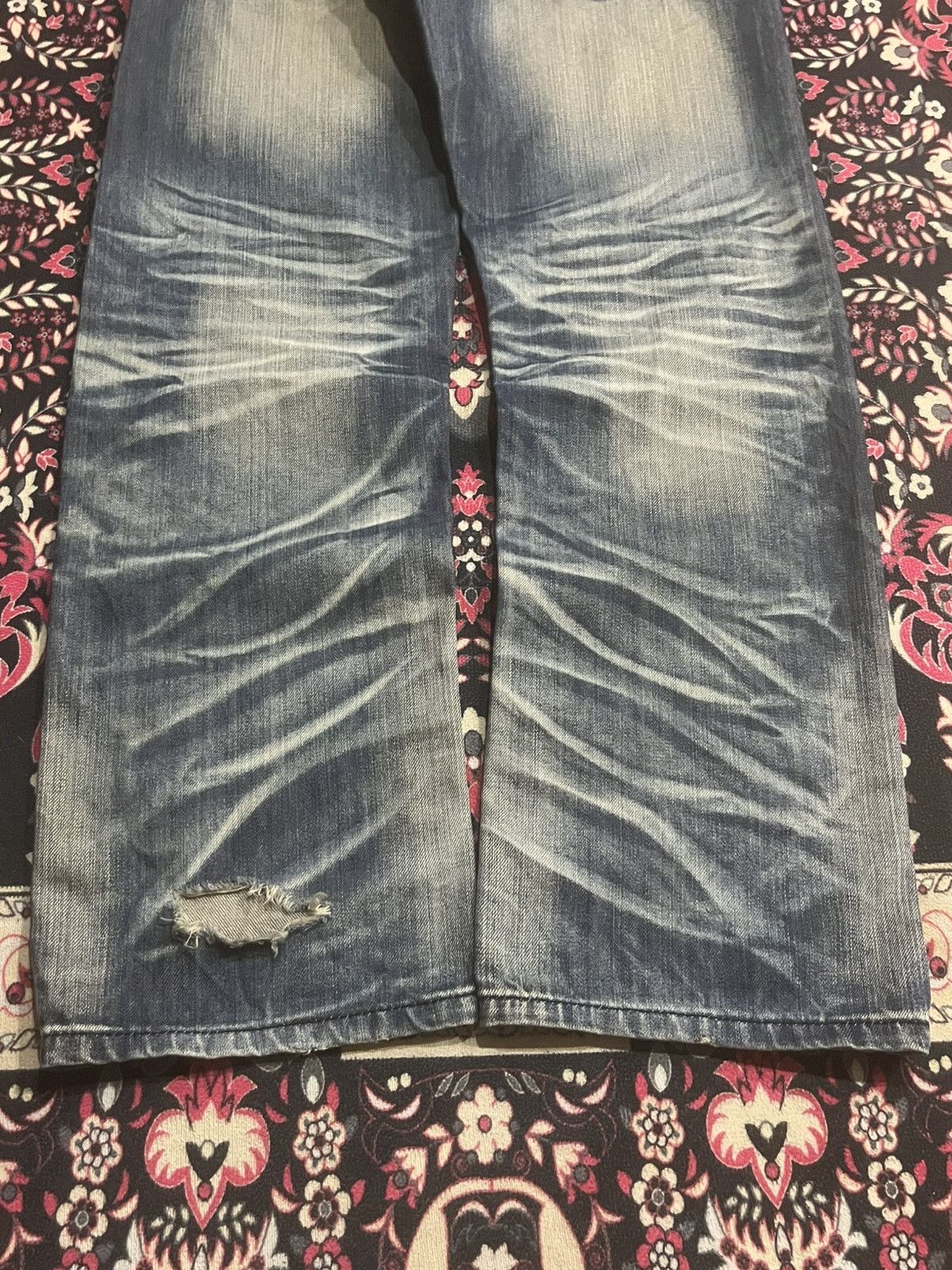 G-Star Vintage G Star Raw Rustic Heavy Whisker Fringe Loose Jeans Size US 33 - 11 Thumbnail