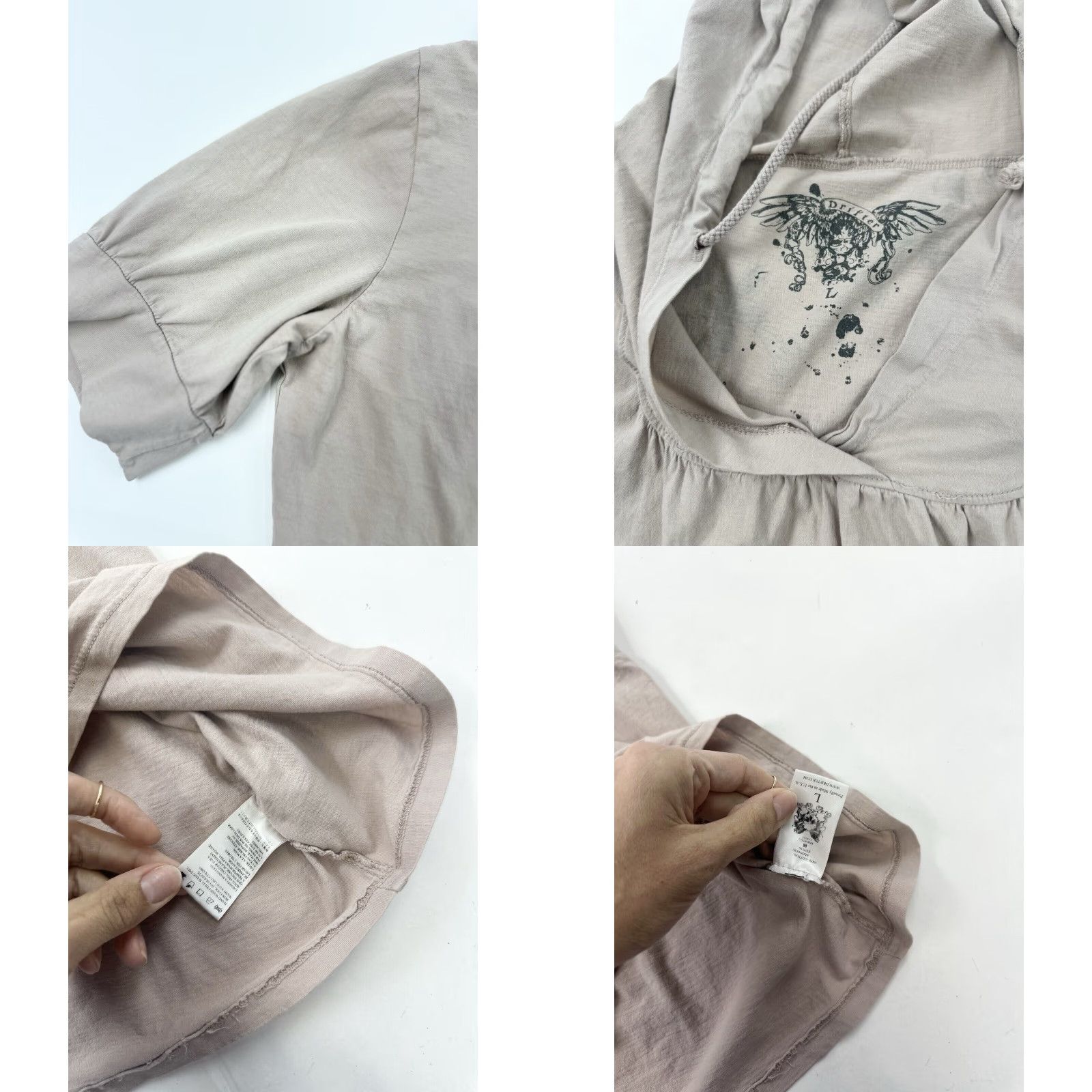 Vintage Drifter Shirt Dress Women L Beige Hoodie Pocket Reindeer USA Moto USA Reindeer Pocket Short Sleeve Casual Size L / US 10 / IT 46 - 8 Thumbnail