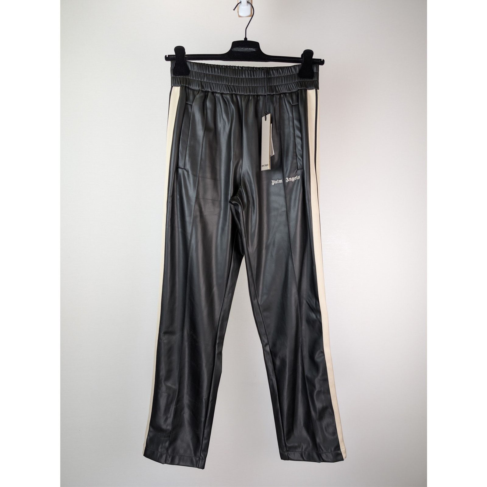 Palm Angels o1rshd1 Leather Effect Track Pants in Black / Off White Size US 32 / EU 48 - 10 Thumbnail