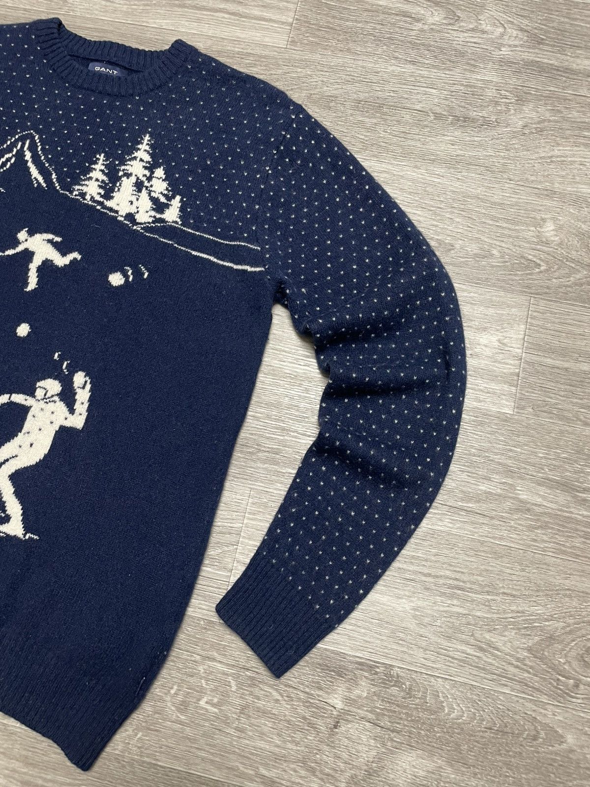 Gant GANT Wool Sweater Snow Scene Vintage Winter Knit Navy Size US XL / EU 56 / 4 - 5 Thumbnail