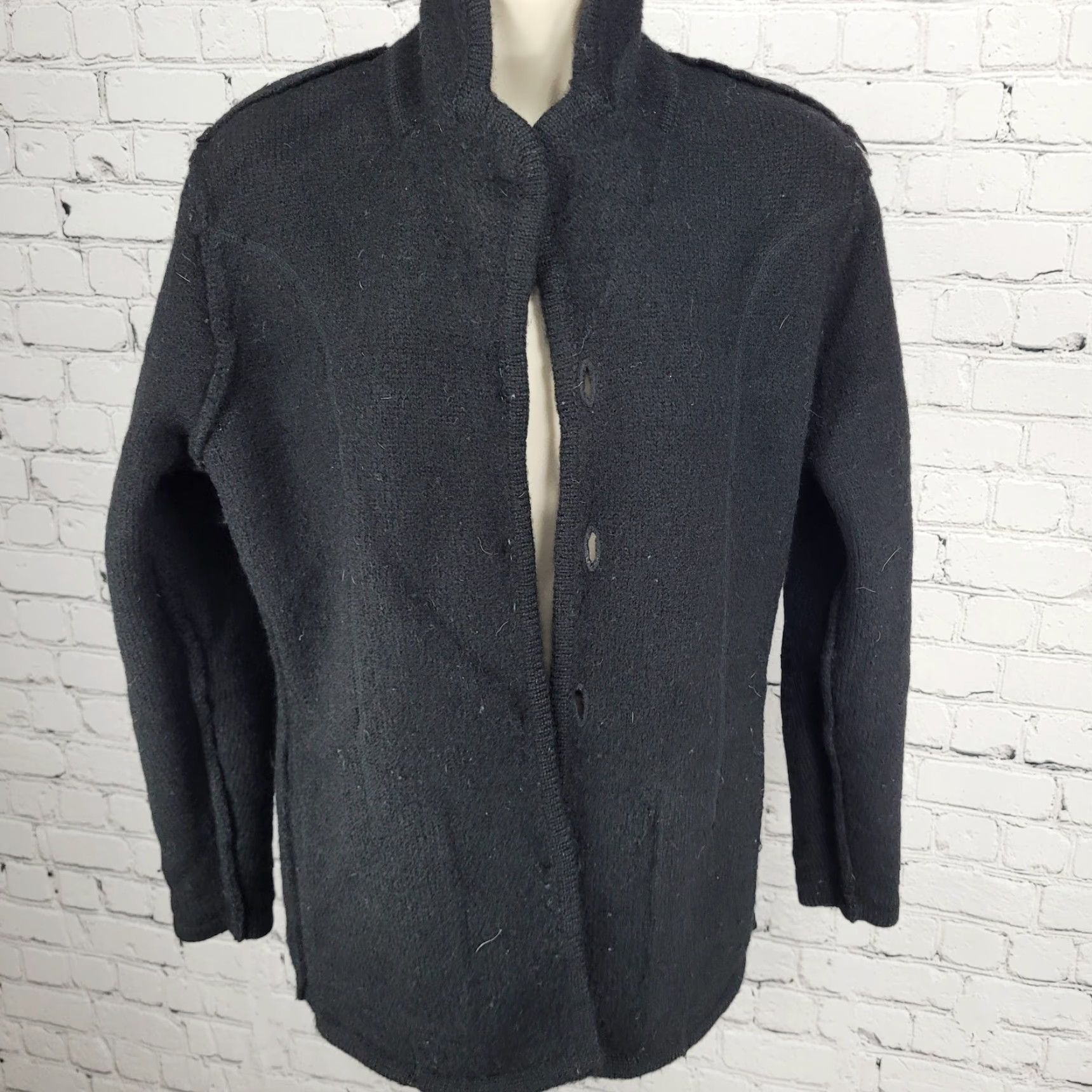 Lord & Taylor LORD & TAYLOR Black 100% Wool Jacket PM Petites Collared Pockets Classic Womens Size M / US 6-8 / IT 42-44 - 4 Thumbnail