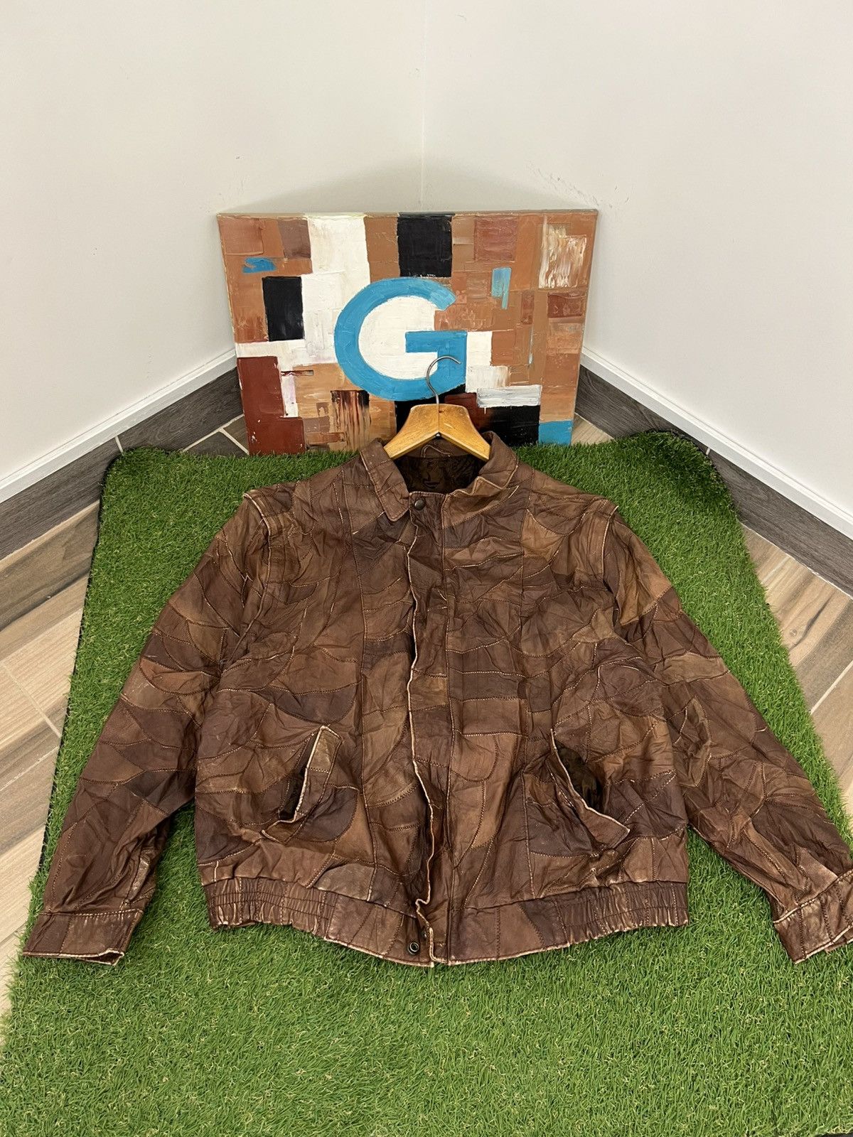 Y2K Faux Leather Patchwork Jacket like cdg yohji jpg 00s