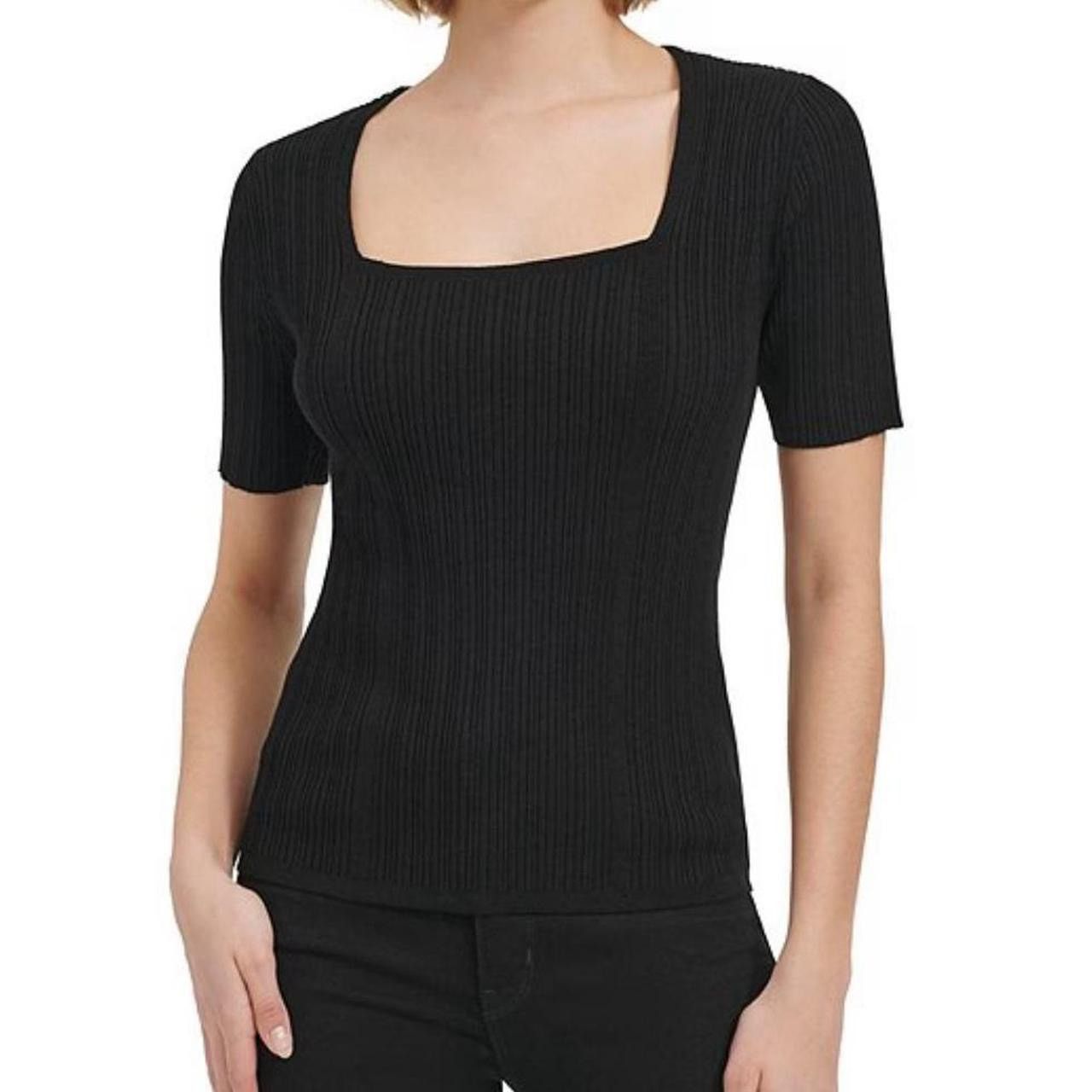 Calvin Klein Calvin Klein Black Square Neckline Short Sleeve Tee Size XS / US 0-2 / IT 36-38 - 7 Thumbnail