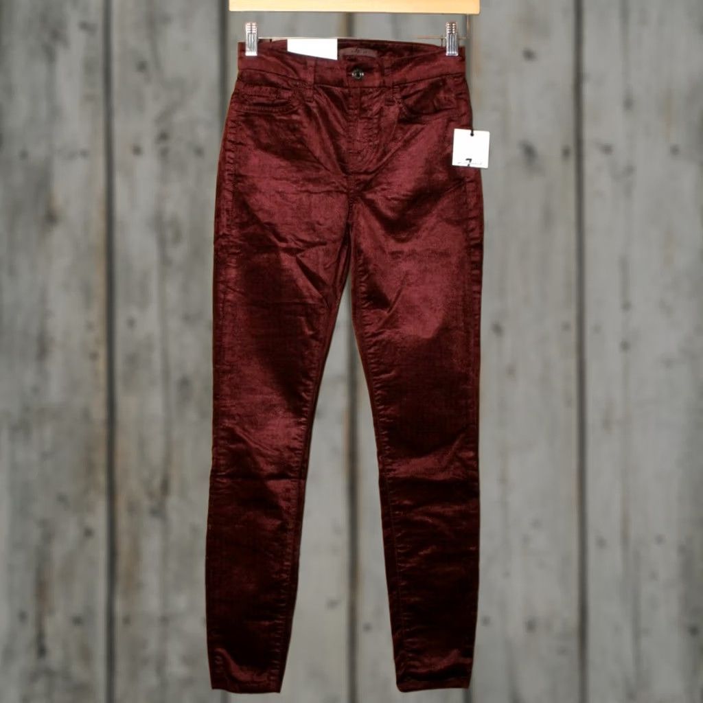 7 For All Mankind 7 FOR ALL MANKIND The Ankle Skinny Merlot Red Velvet Jeans Sz. 24 Womens Skinny Jeans Velvet Cotton Blend 7 For All Mankind Red Velvet 24 Womens Size 42" / US 20 - 1 Thumbnail