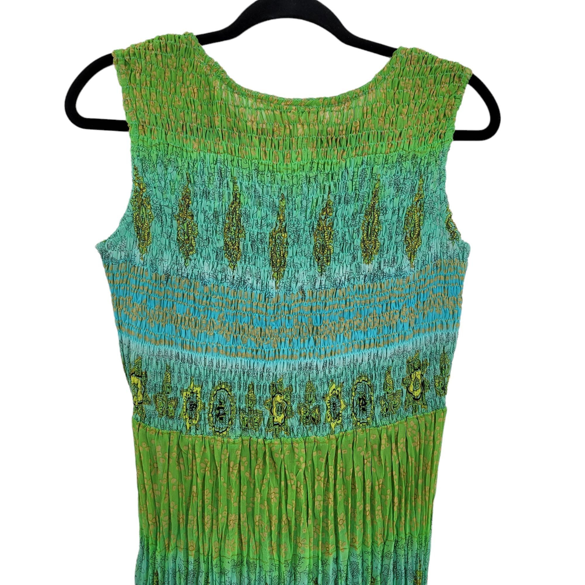 Coldwater Creek Vtg 90's Crinkle Maxi Dress Sz 6P Blue Paisley Sleeveless Sm Size M / US 6-8 / IT 42-44 - 9 Thumbnail