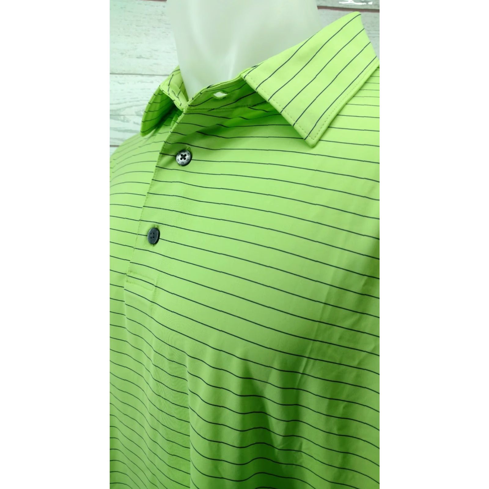Footjoy FootJoy XL Men's Polo Shirt Golf Lime Green Striped Size US XL / EU 56 / 4 - 3 Thumbnail