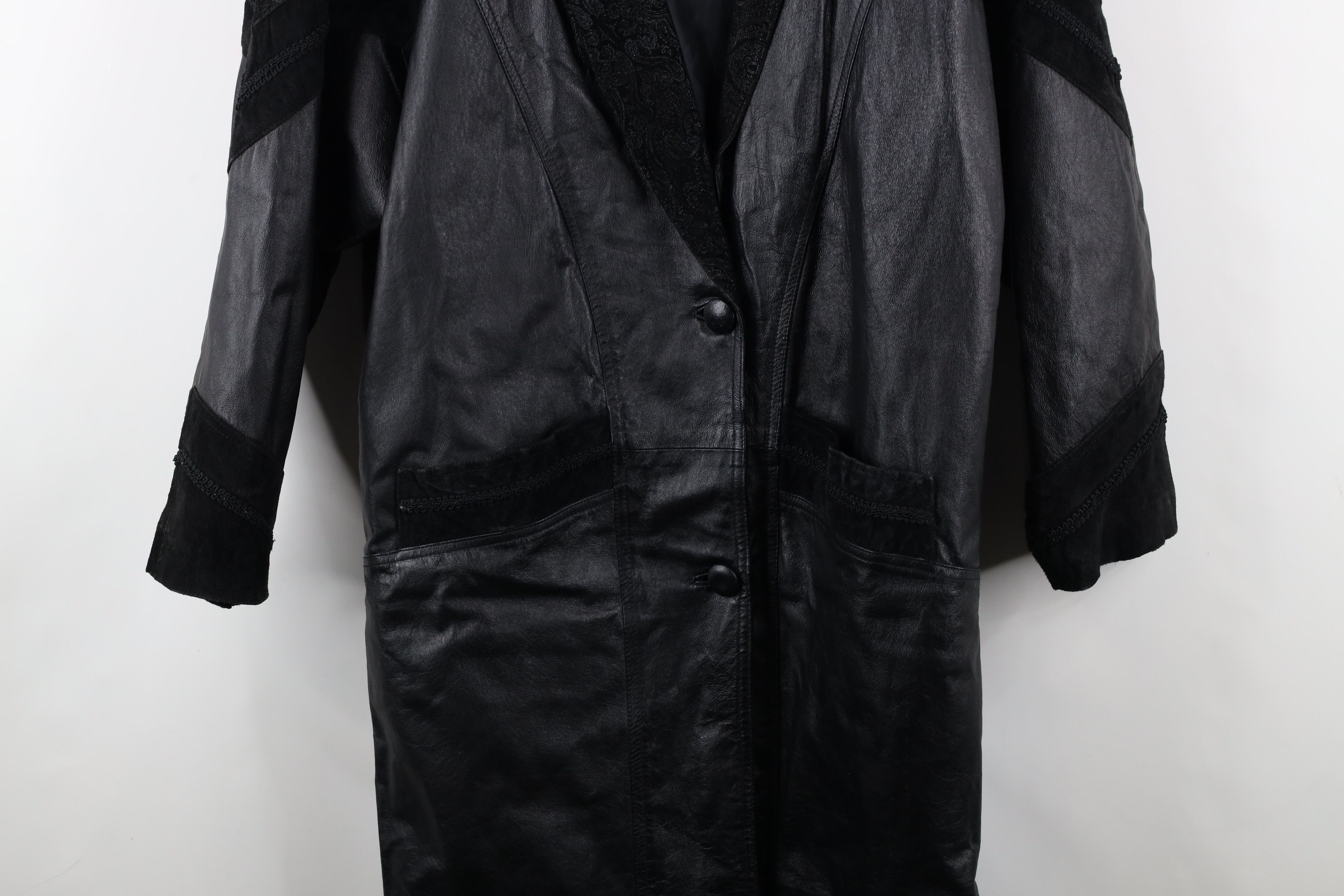 Vintage Vintage 90s Streetwear Paisley Leather Trench Coat Jacket Size M / US 6-8 / IT 42-44 - 3 Thumbnail