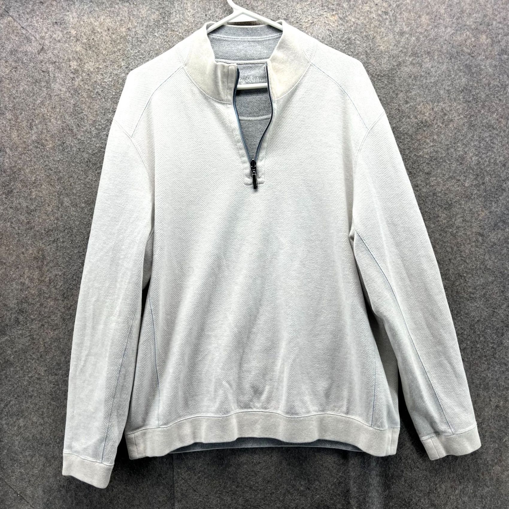 Tommy Bahama VINTAGE Tommy Bahama Pullover Mens Large Gray Reversible Quarter Zip Fleece Sweatshirt Size US L / EU 52-54 / 3 - 4 Thumbnail