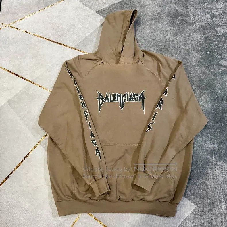 Balenciaga Balenciaga Lightning Crack Print Destroyed Hoodie Sweatshi Size US M / EU 48-50 / 2 - 1 Thumbnail