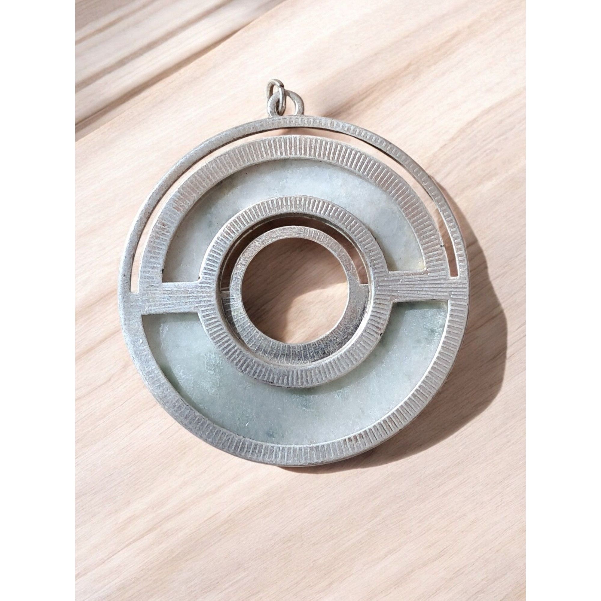 Other Jade Bi-Disc Pendant in Silver Frame. 2"x 2" Size ONE SIZE - 2 Thumbnail