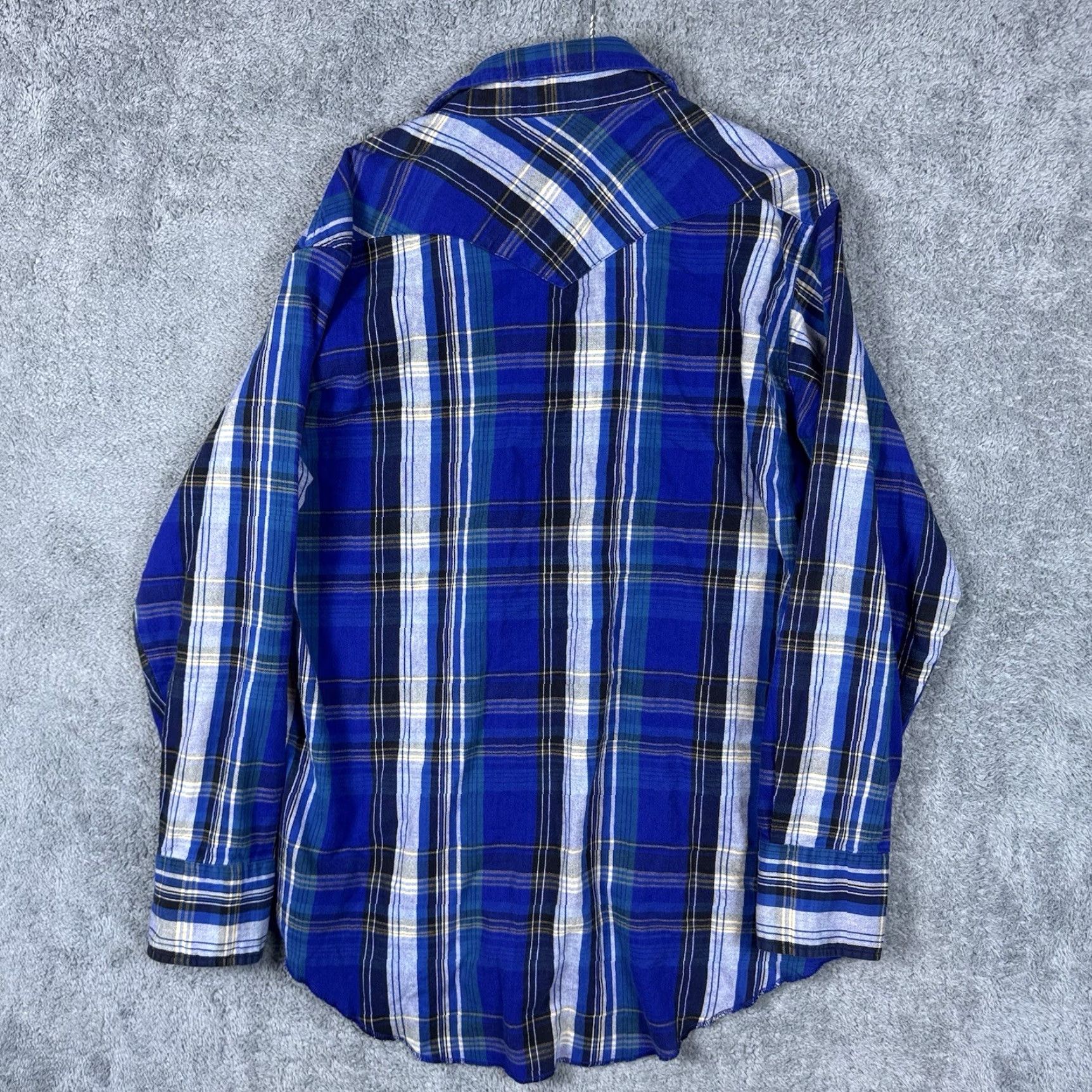Wrangler VINTAGE Wrangler Pearl Snap Shirt Mens 2XL USA Heavy Flannel X-Long Tails Shirt Size US XXL / EU 58 / 5 - 7 Thumbnail